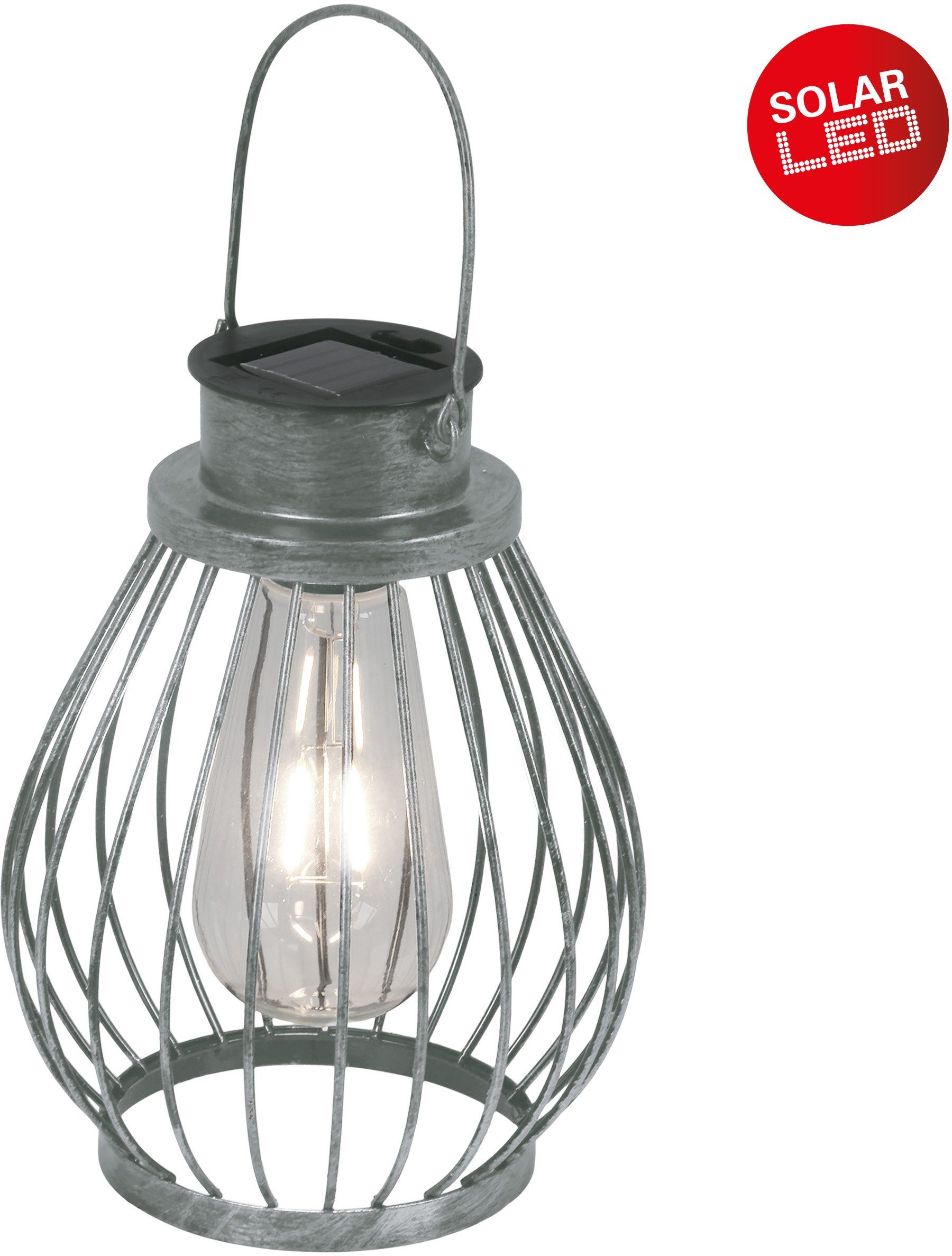 näve Ledsolarlamp Solar, incl. schuifschakelaar, lichtkleur: warmwit, kleur: zilverkleur