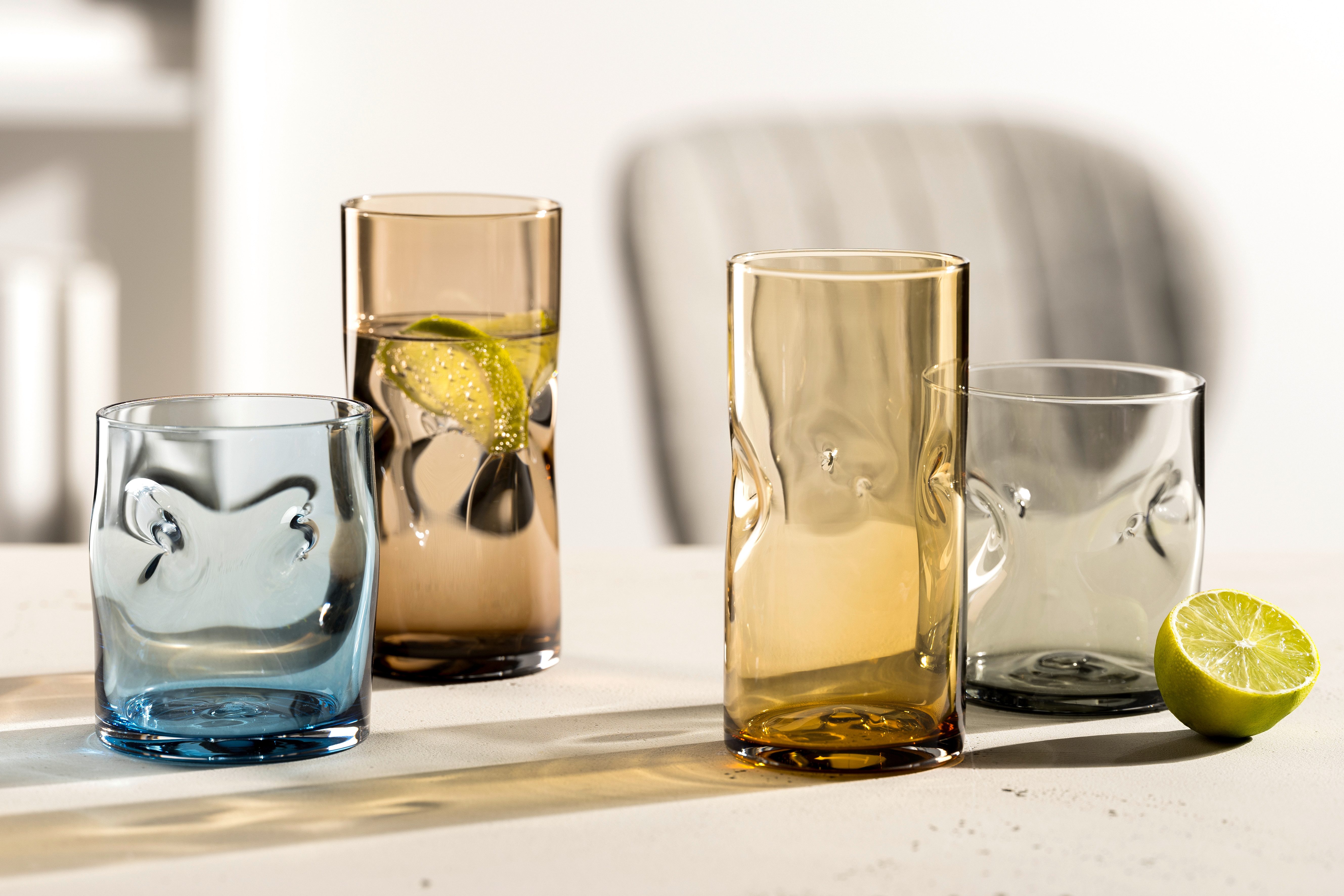 LEONARDO Glazenset Drinkglas VESUVIO, 300 ml, 4-stuks set conische vorm, opvallend design - met inkepingen (set, 4-delig)