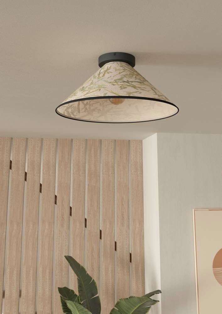 EGLO Plafondlamp OXPARK Plafondlamp, Japandi ontwerp, woonkamerlamp, textiel, bamboe bladeren (1 stuk)