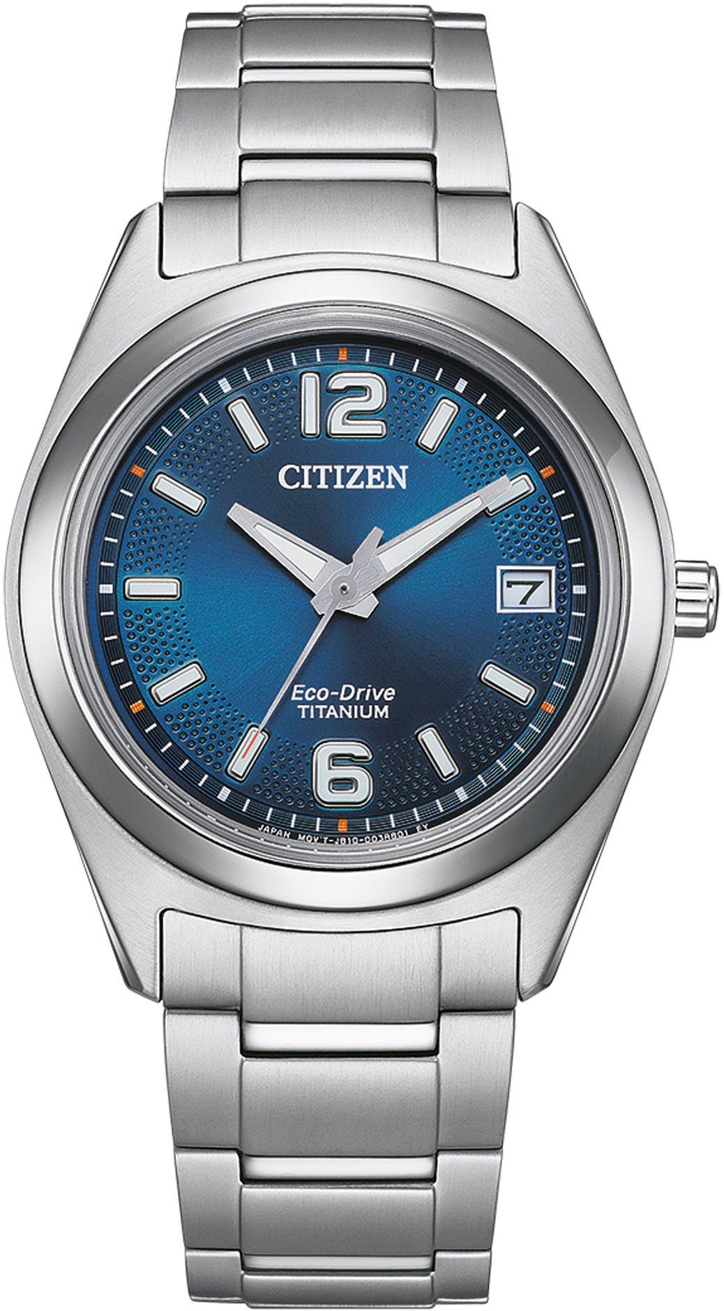 Citizen Solarhorloge FE6151-82L Polshorloge, dameshorloge, titanium armband, datum, luminescerende wijzers