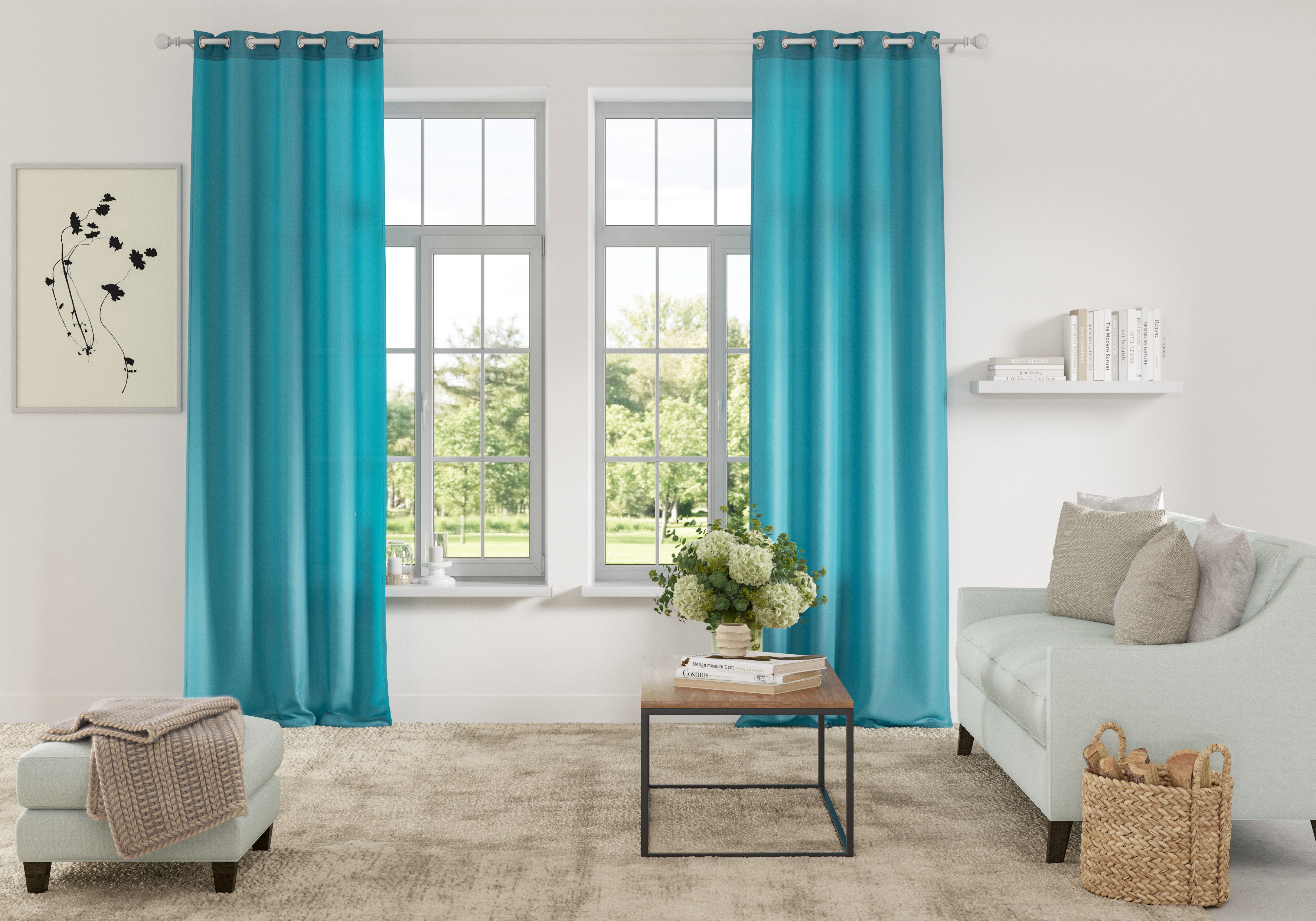 Home affaire Gordijn Parry set van 2, ondoorzichtig, monochroom, basic (2 stuks)