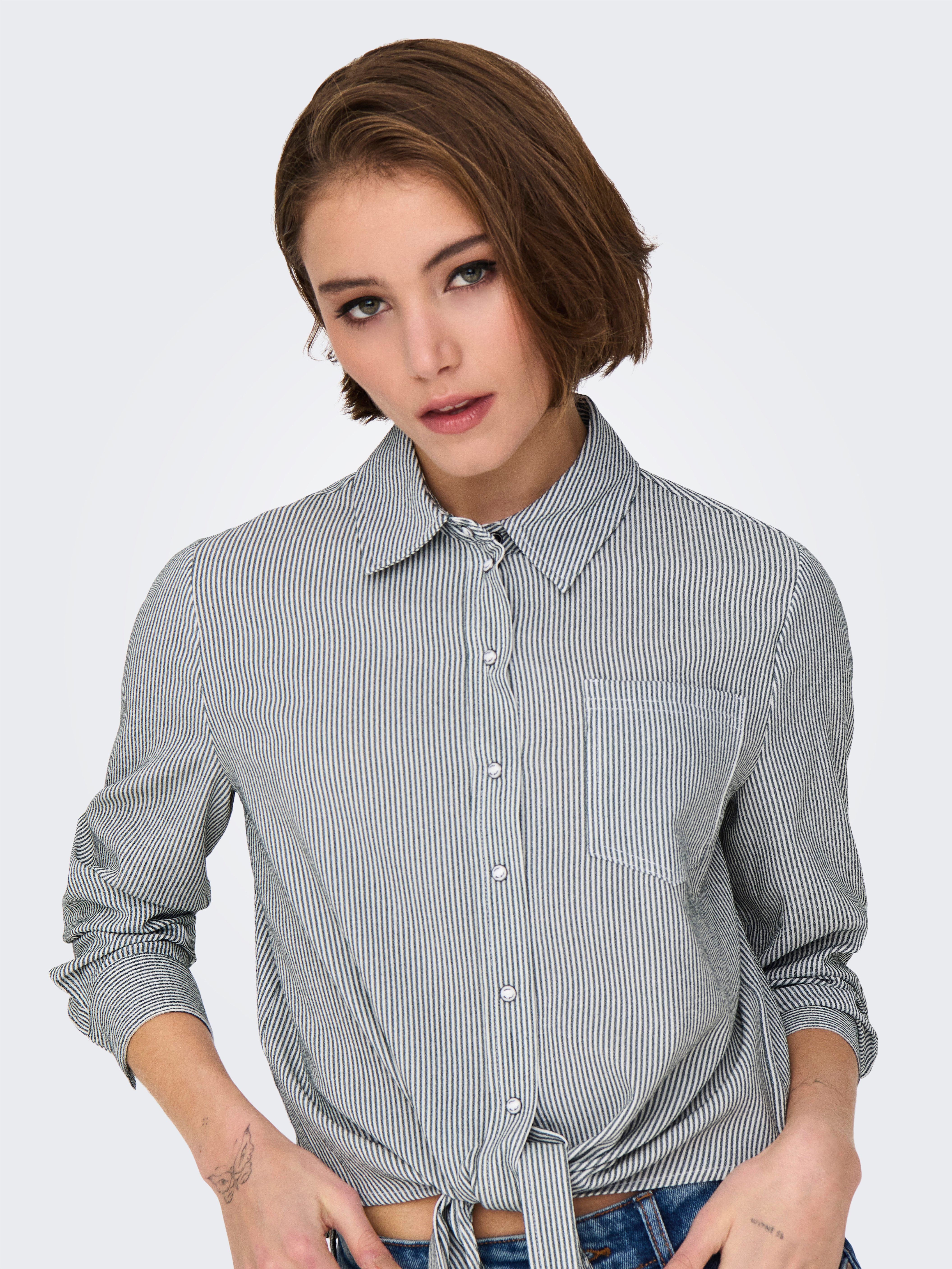 Only Overhemdblouse ONLLECEY LS KNOT SHIRT NOOS WVN