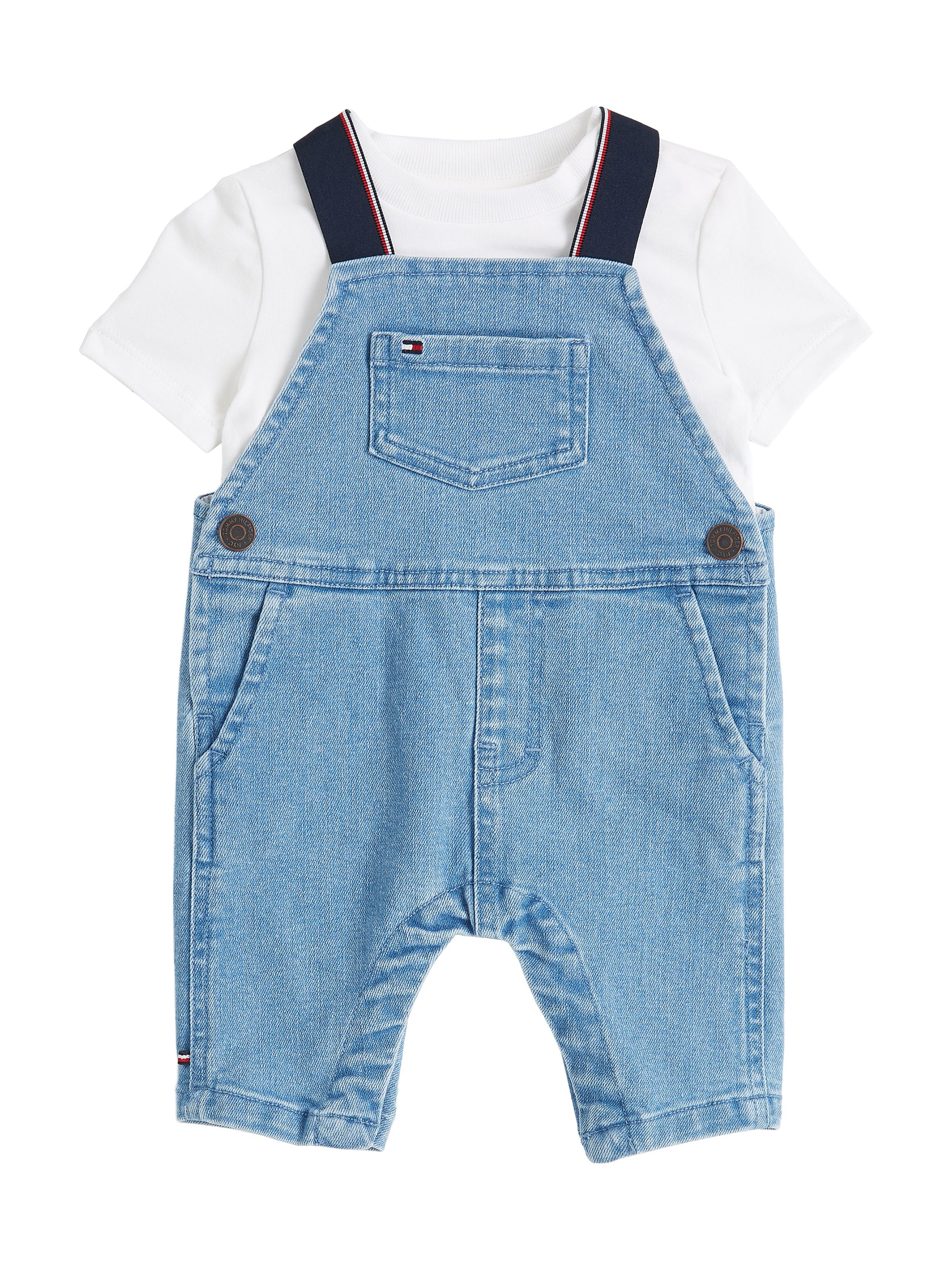 Tommy Hilfiger Shirt broek DENIM DUNGAREE T-shirt en tuinbroek in set voor kinderen tot 2 jaar (set,...