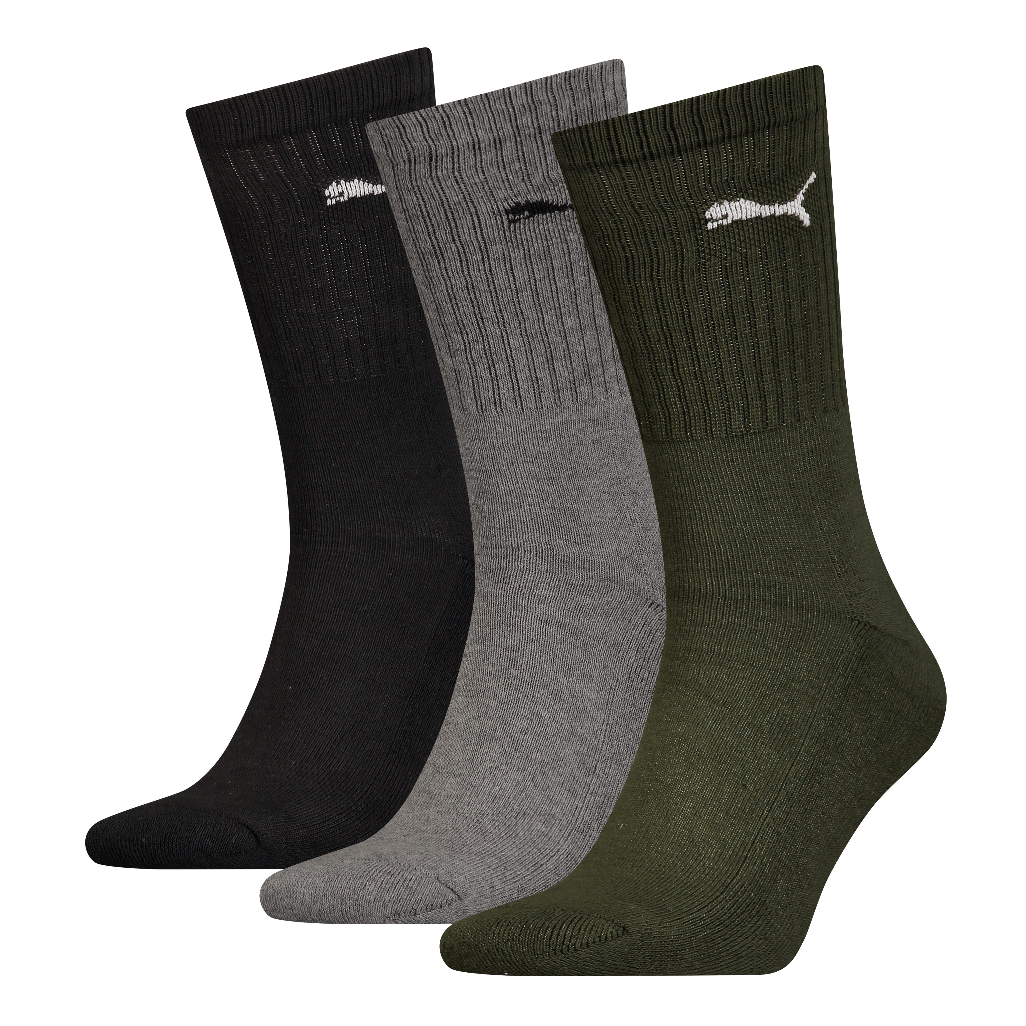 PUMA Sokken PUMA UNISEX CREW SOCK 3P (3 paar) heren sokken maat 43-46 groen