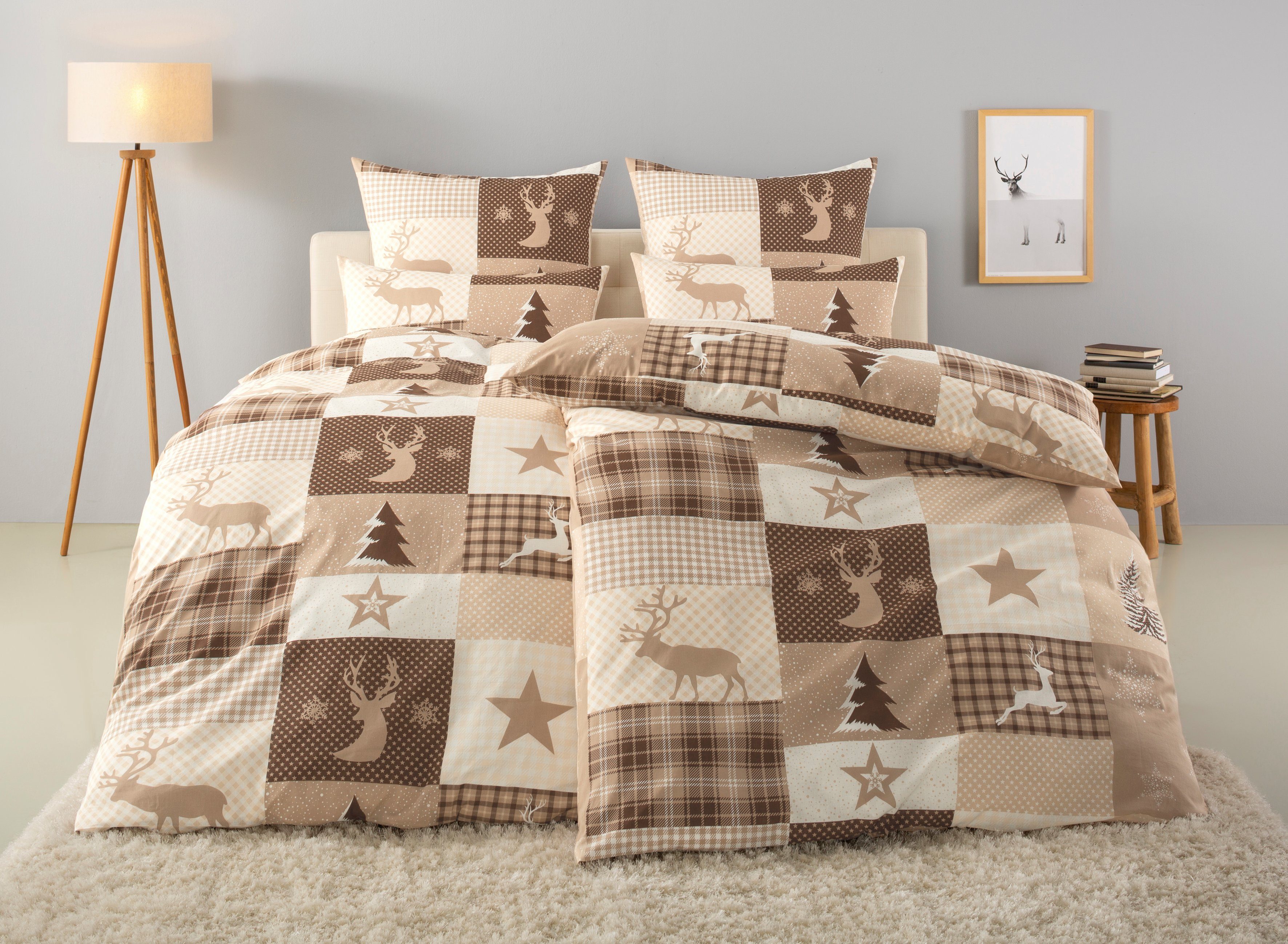 Home affaire Overtrekset Nicholas Kerstdekbedovertrek, winter (2-delig) dekbedovertrekken beige
