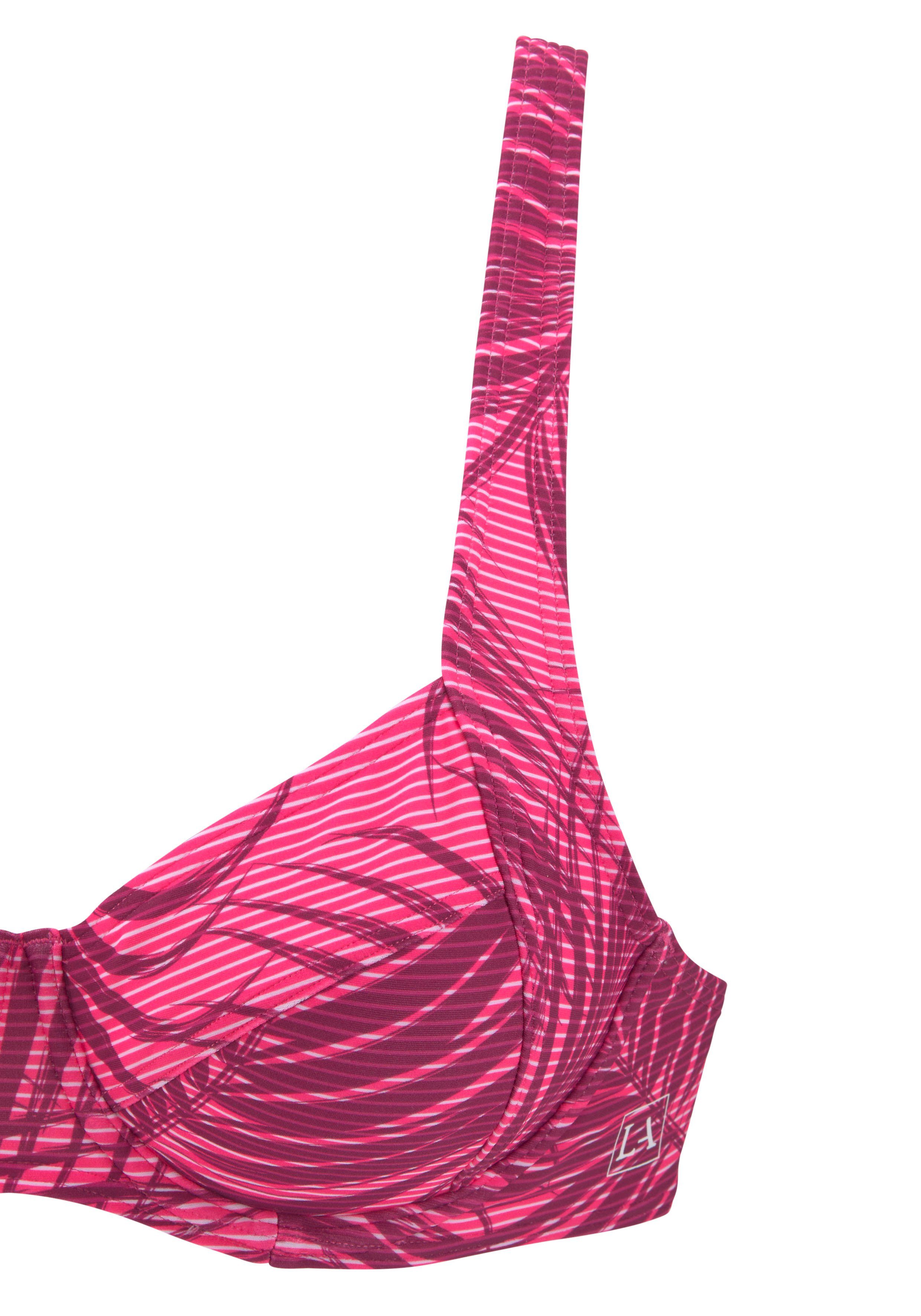 active by Lascana Bikinitop met beugels Coal met mix van motieven van palmen en strepen