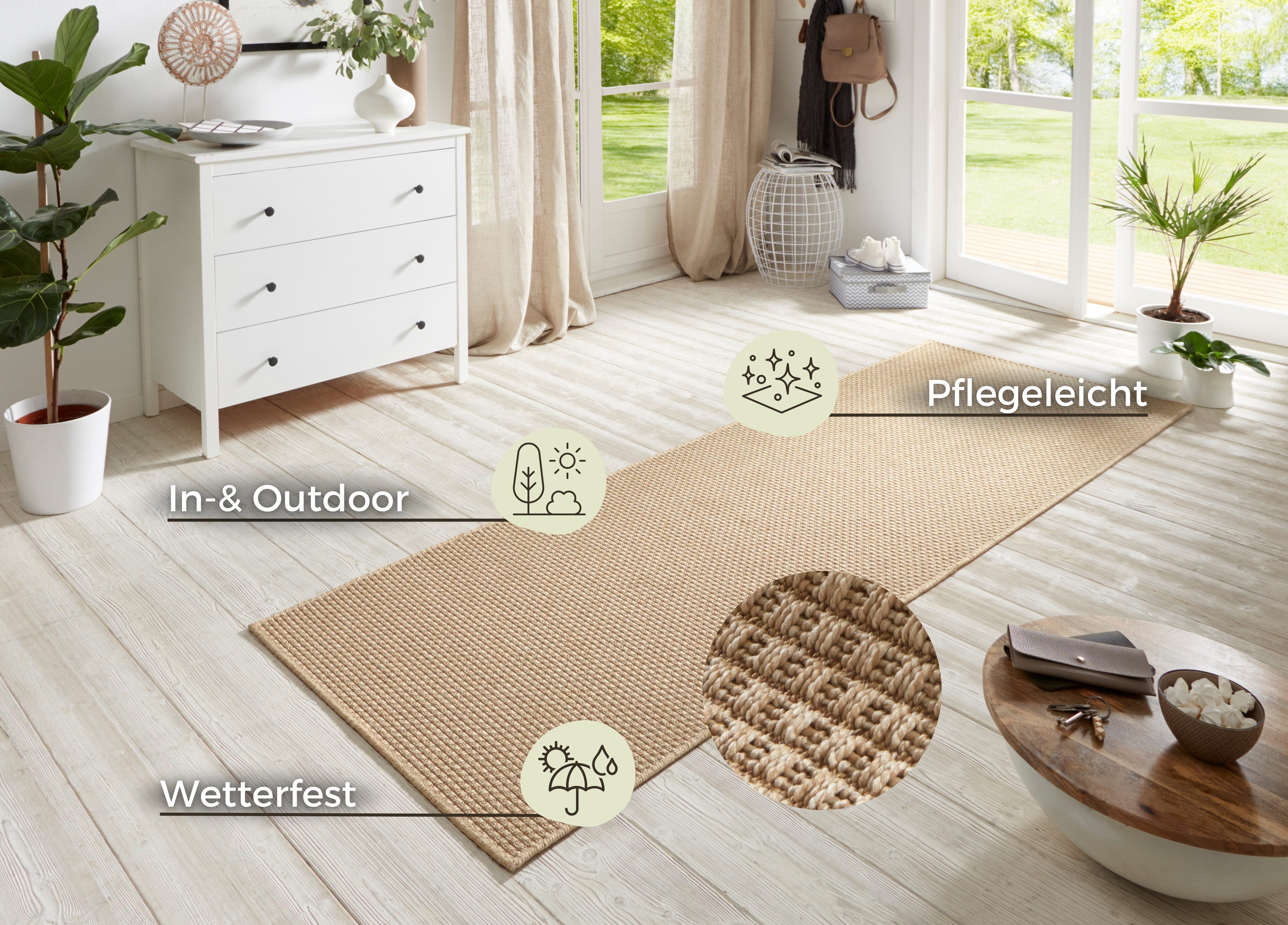 HANSE Home Loper Nature 600 Platweefsel, in- & outdoor, antislip, hal, keuken, tuin, terras