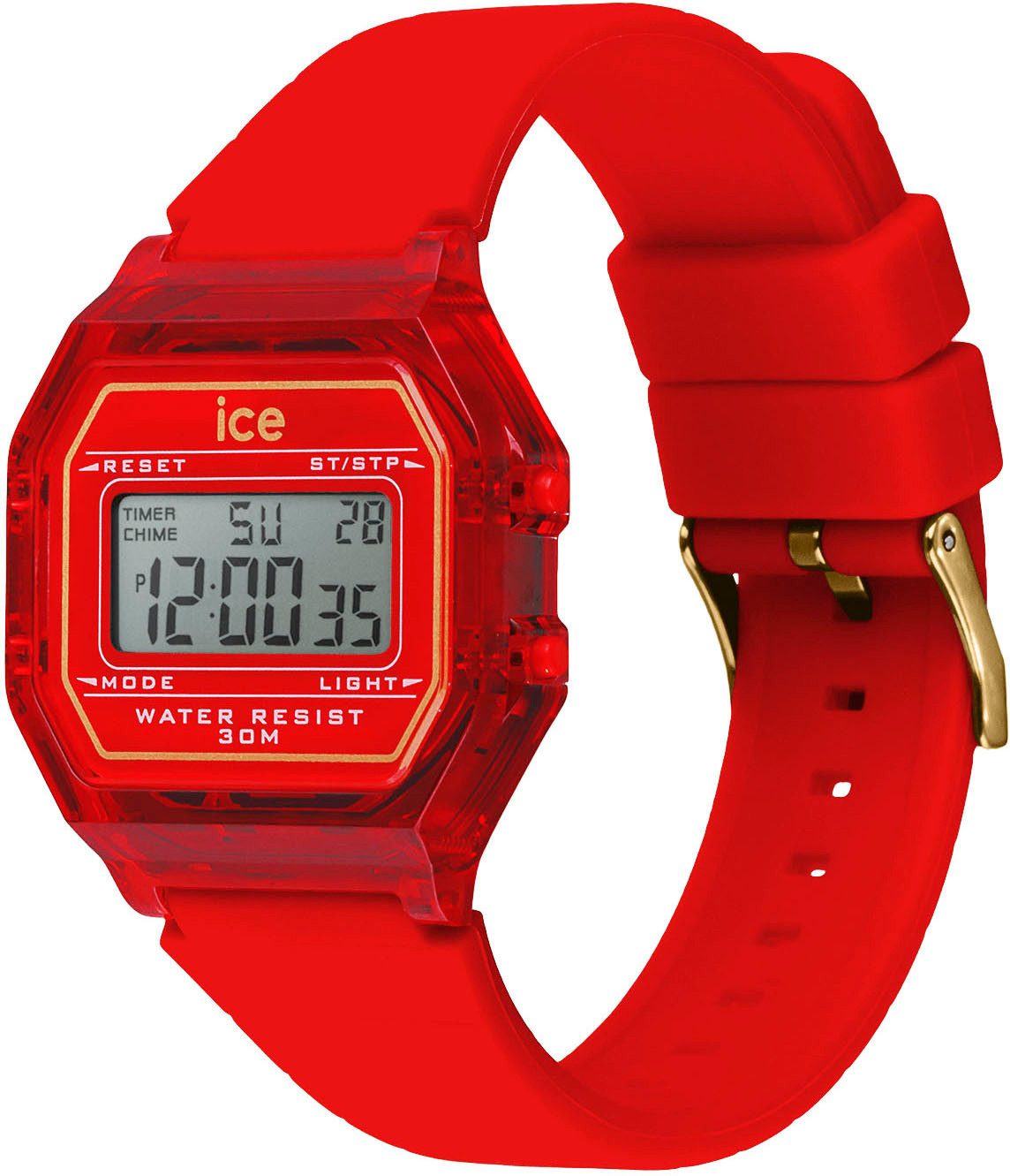 ice-watch Chronograaf ICE digit retro - Clear - Small Armbandhorloge, quartz, dameshorloge, siliconen armband, datum, digitaal