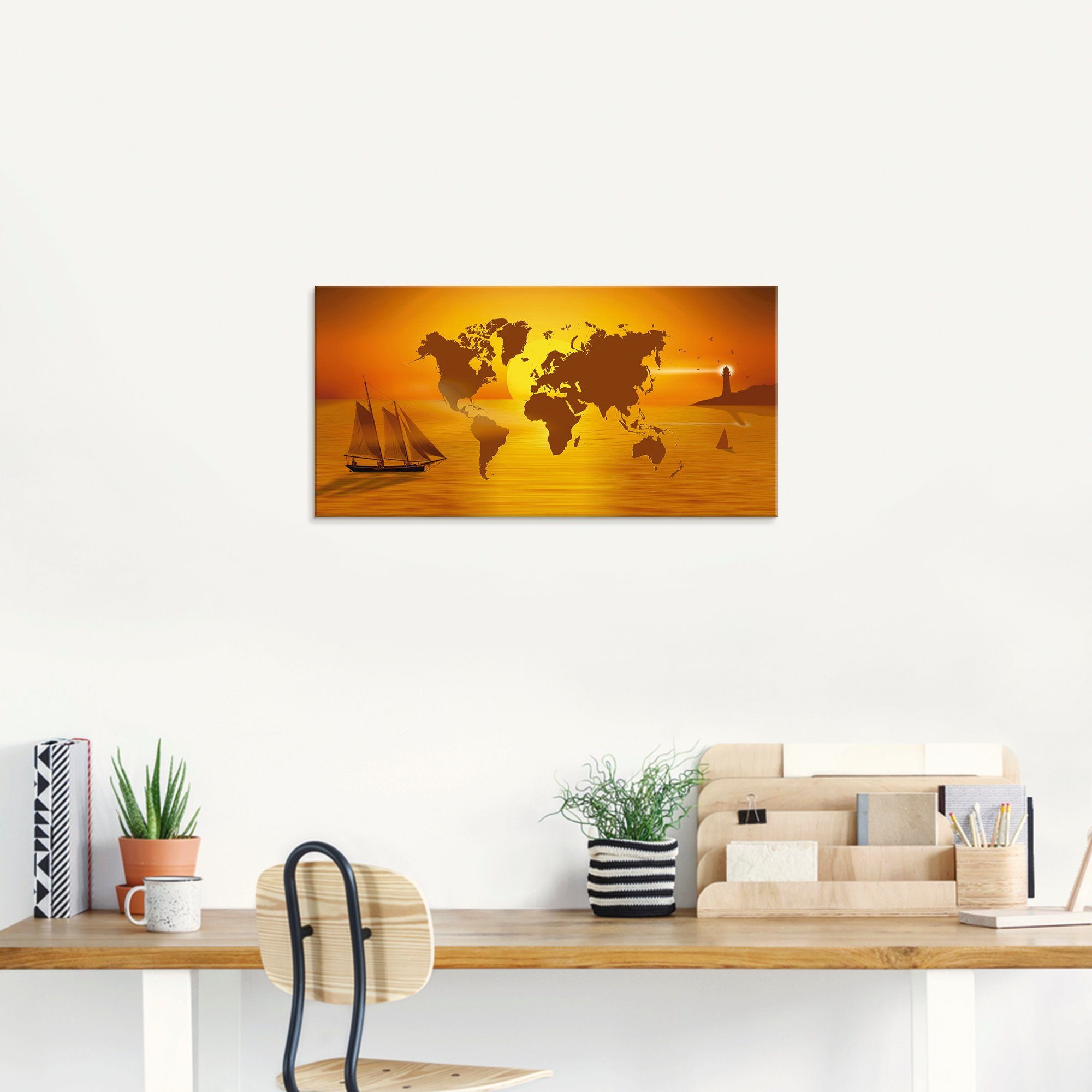 Artland Print op glas Reis om de wereld in verschillende maten