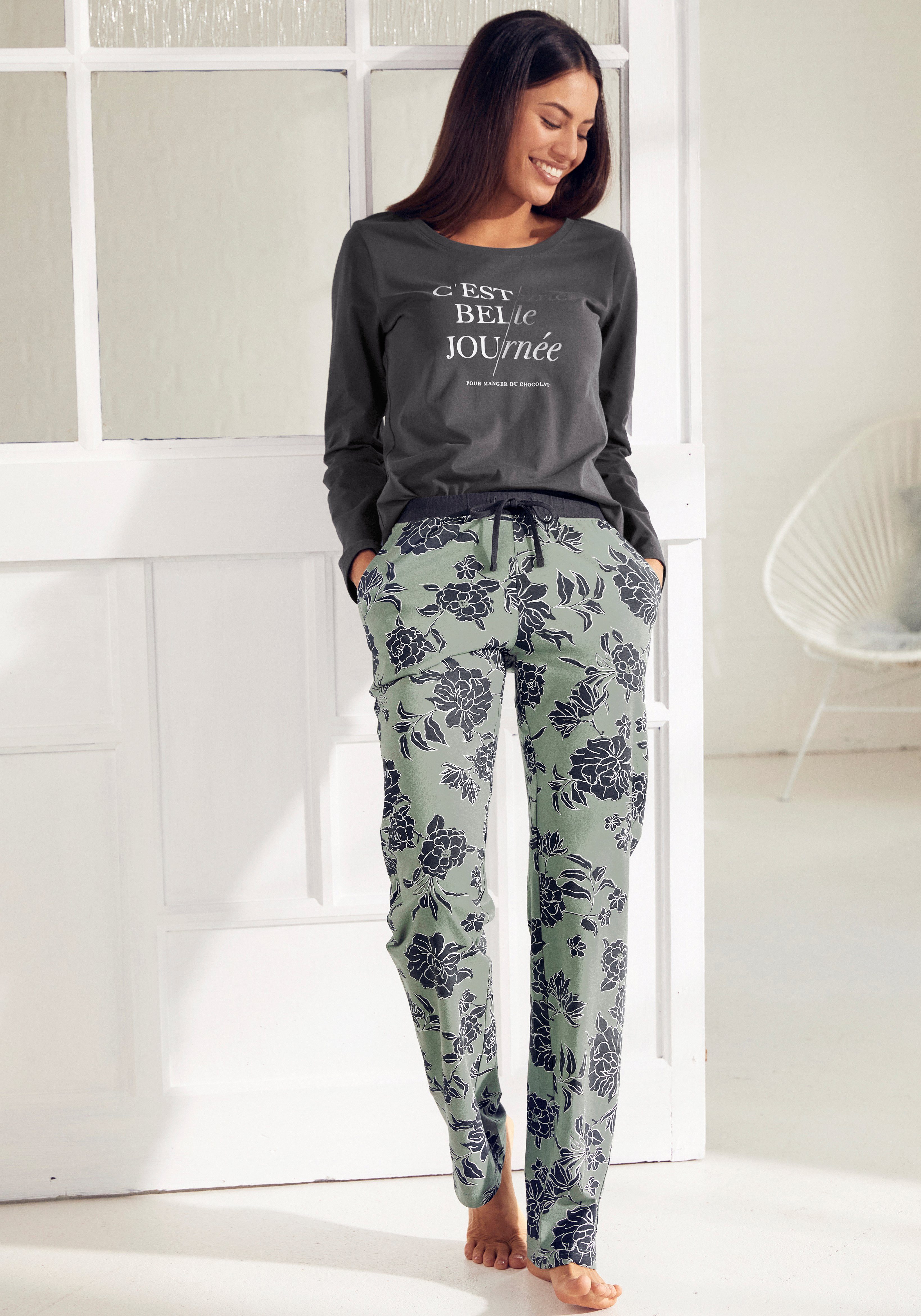 Vivance Dreams Pyjama met groot bloemdessin (2-delig, 1 stuk)