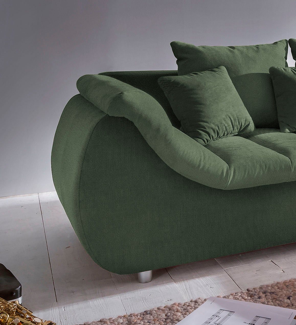 INOSIGN Hoekbank Imola elegant en comfortabel, actuele stiksels in de zitting, L-vorm