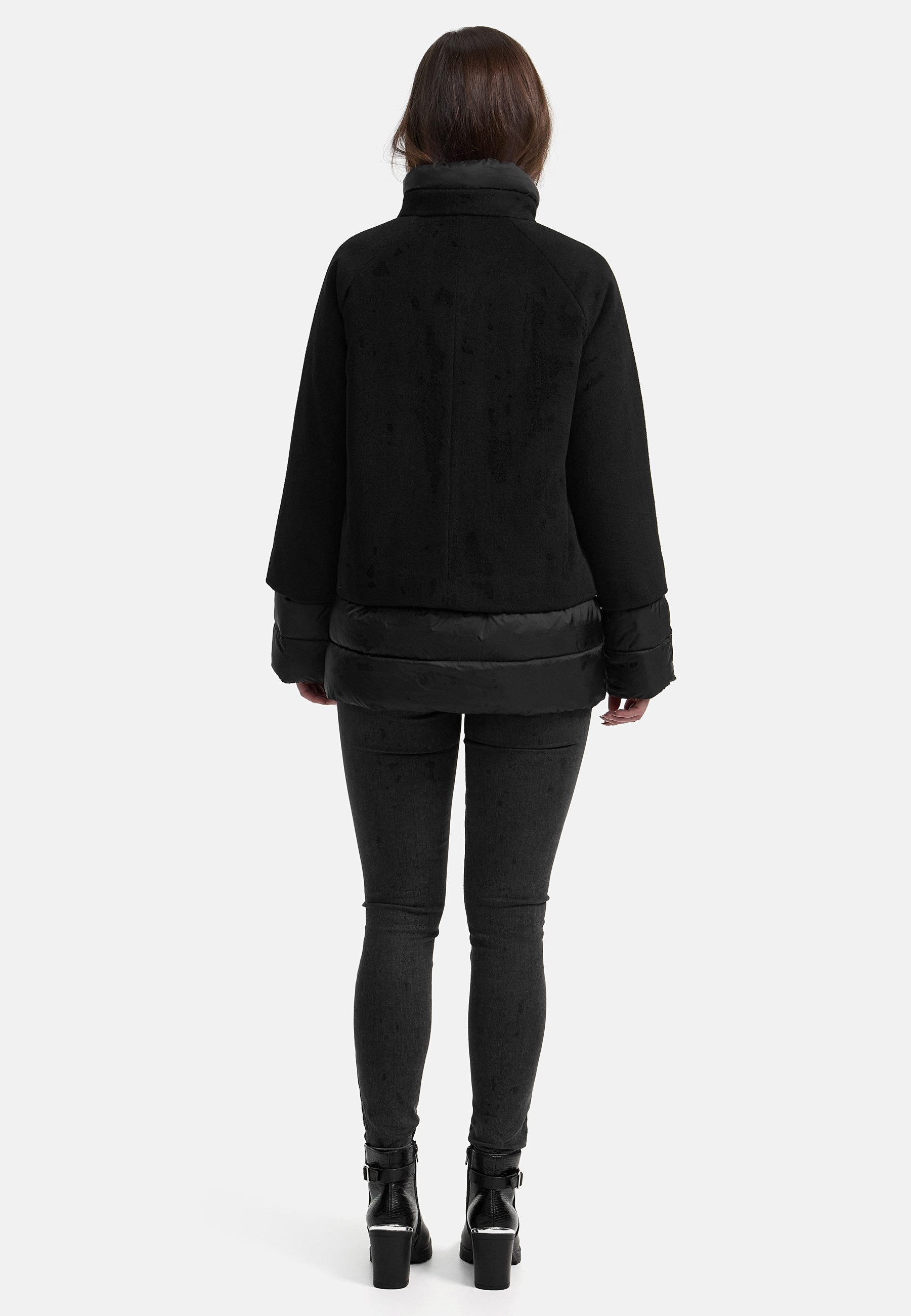 MANISA Winterjack met modieuze materiaalmix en wol