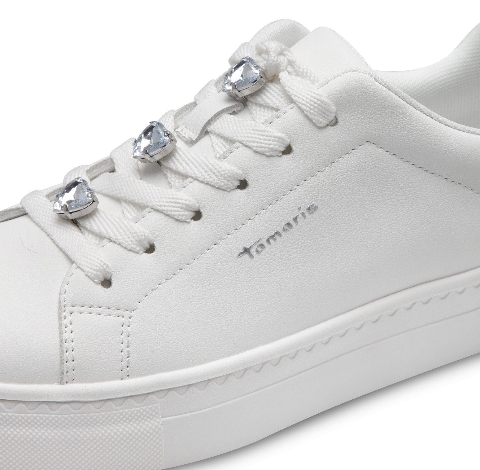Tamaris Plateausneakers , vrijetijdsschoen, lage schoen, veterschoen versierd met sierstenen