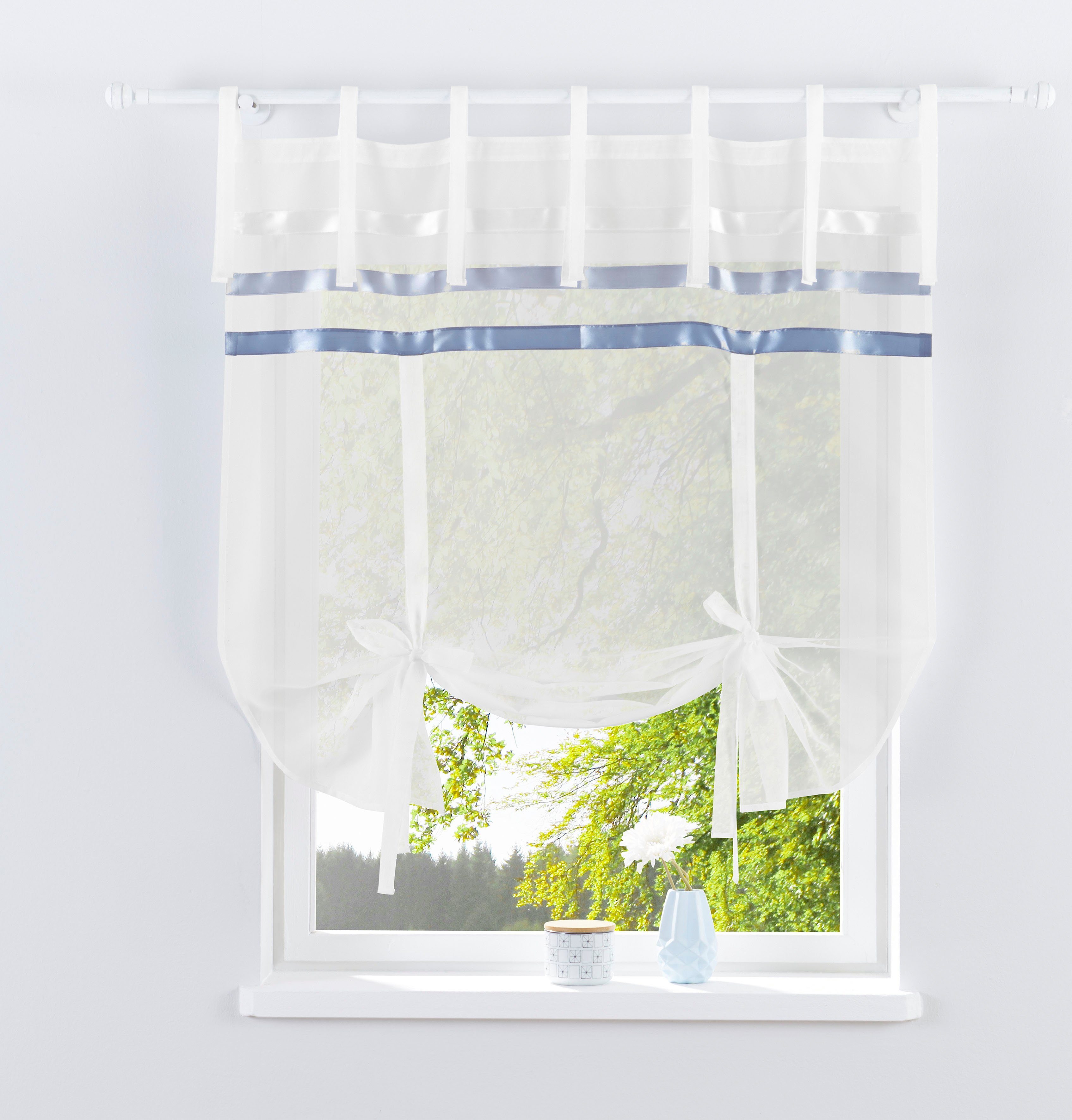 My home Ophaalgordijn EBY Transparant, satijn, polyester (1 stuk)
