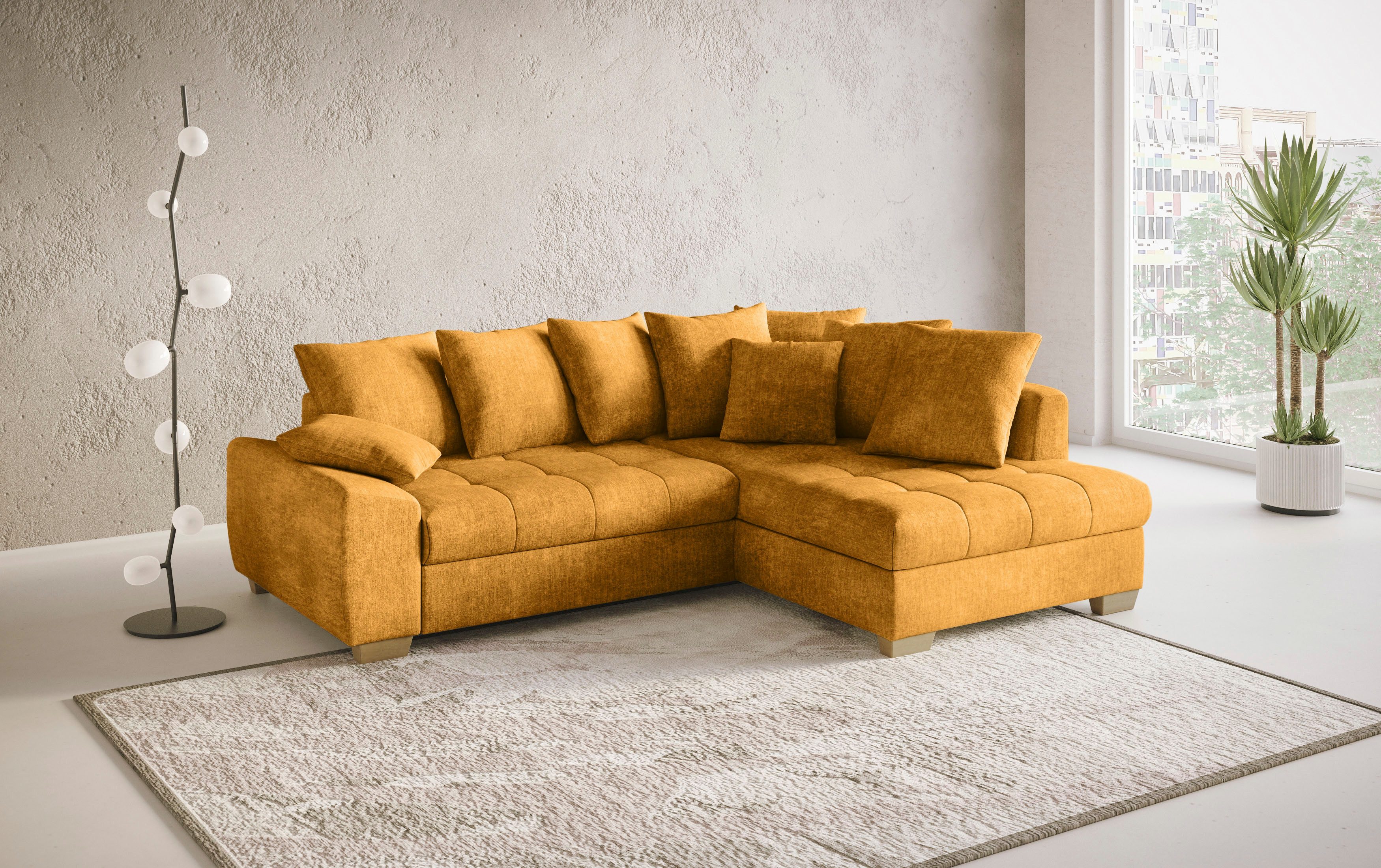 Mr. Couch Hoekbank Nikita II, L-vorm, tot 140kg per zitplaats belastbaar met koudschuim bekleding, optioneel met bed en bedlade
