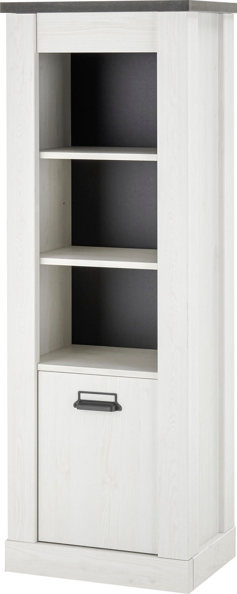 Home affaire Waskast SHERWOOD hoge kast, commode in moderne houtlook, met metalen apothekers handgrepen, hoogte 146 cm