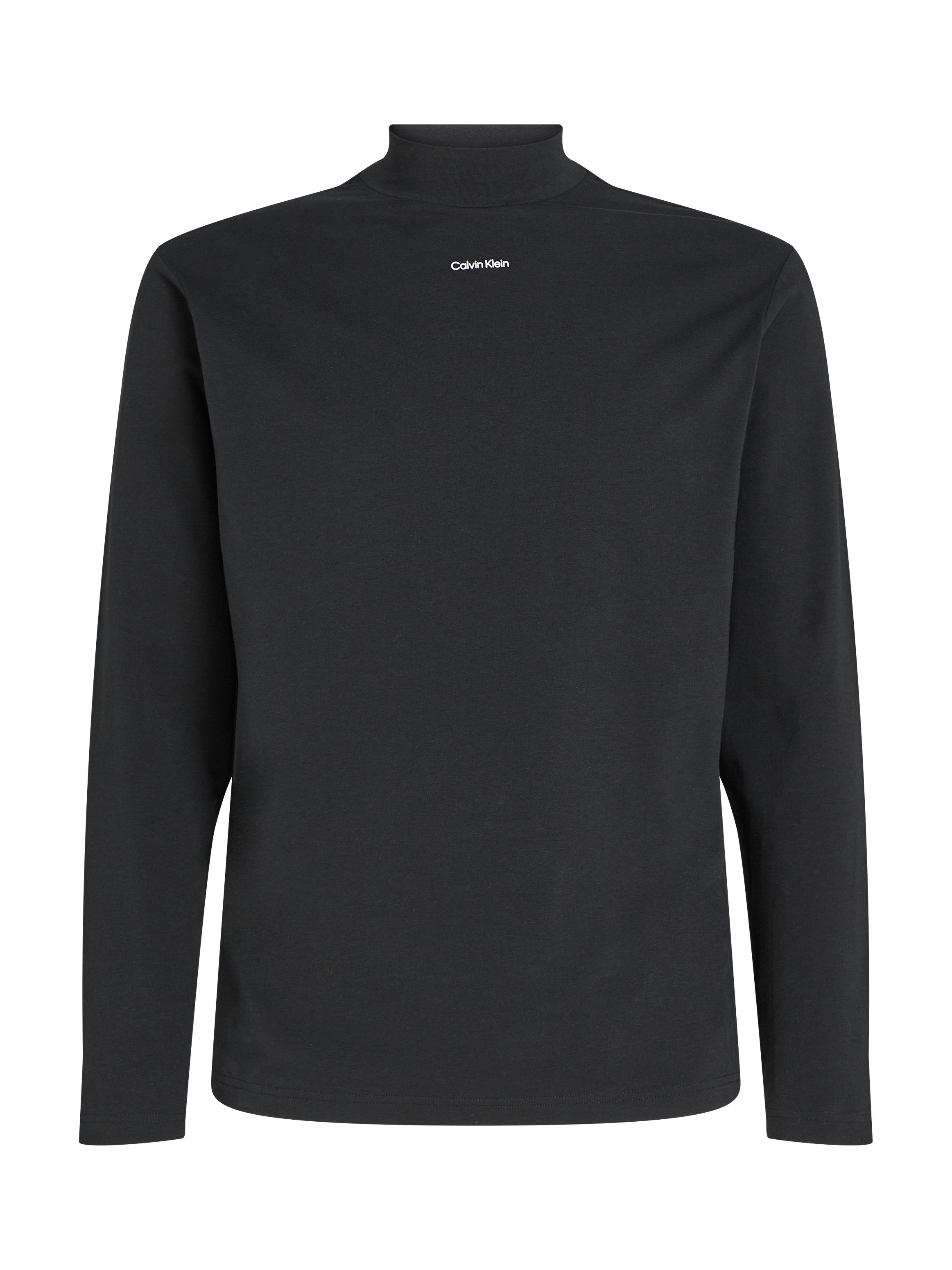 Calvin Klein Shirt met staande kraag NANO LOGO LS MOCK T-SHIRT