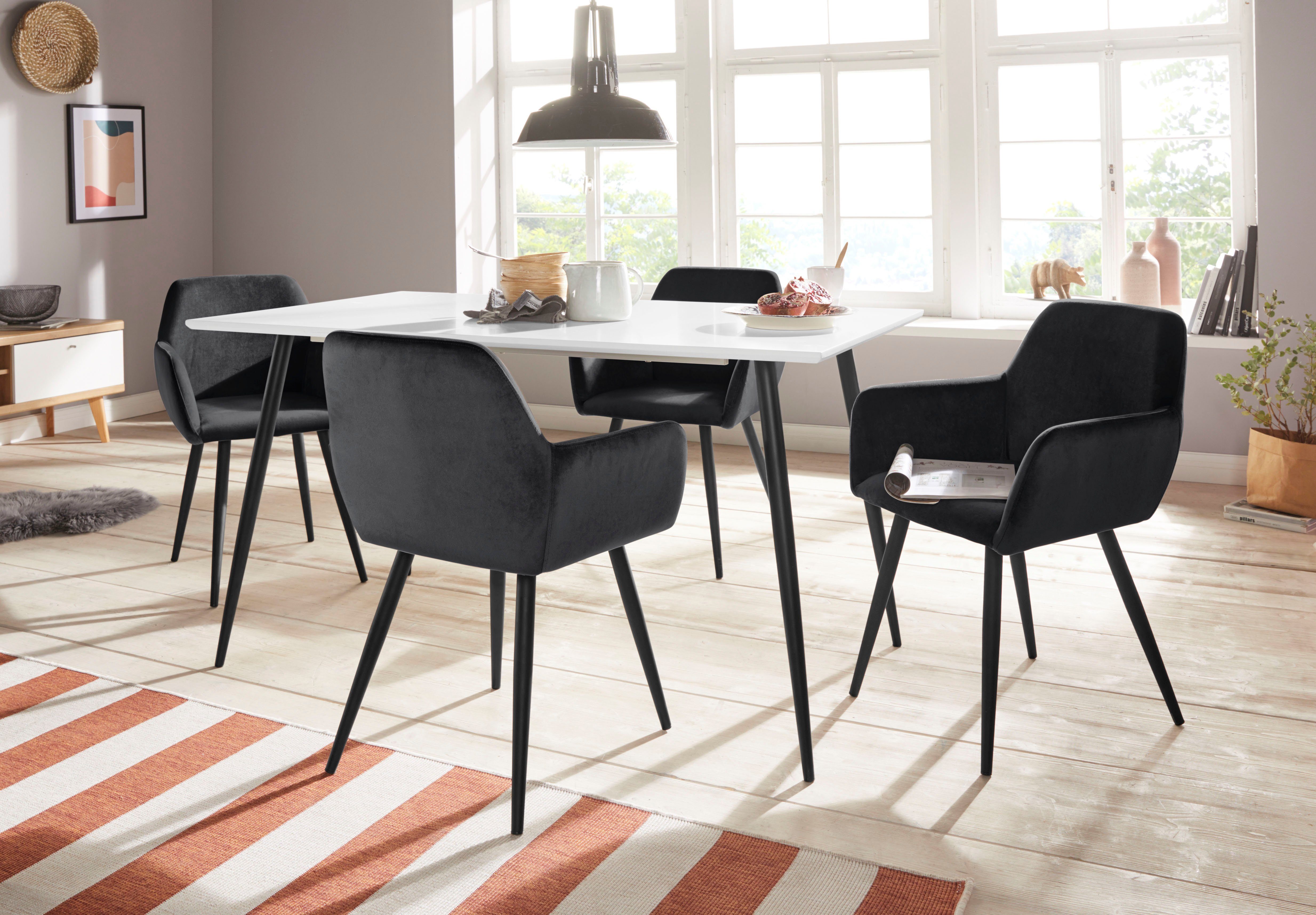 INOSIGN Stoel met armleuningen Live Bekleding in fluweel, zwart metalen frame (set, 2 stuks)