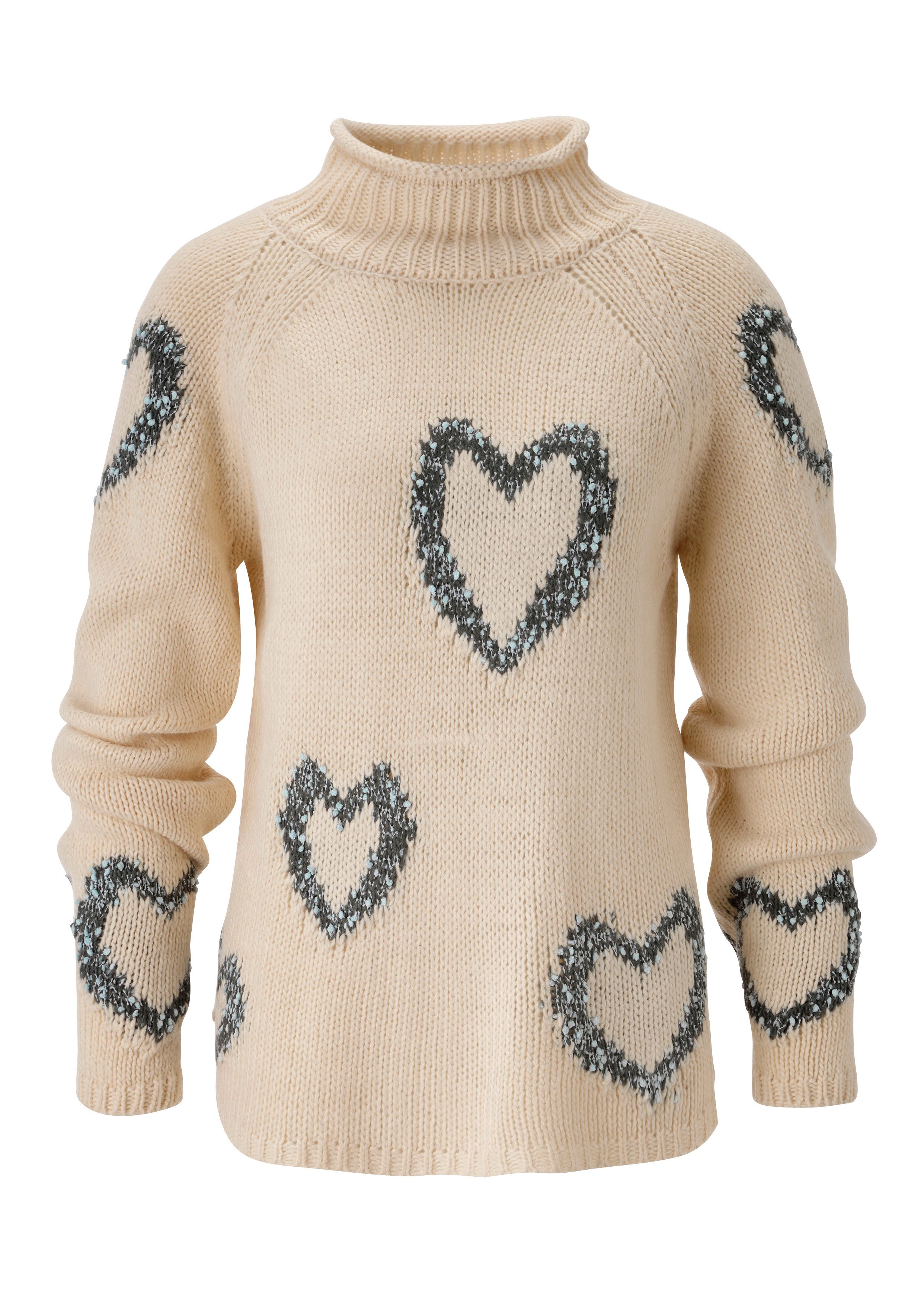 Aniston CASUAL Gebreide trui met ingebreide harten - nieuwe collectie