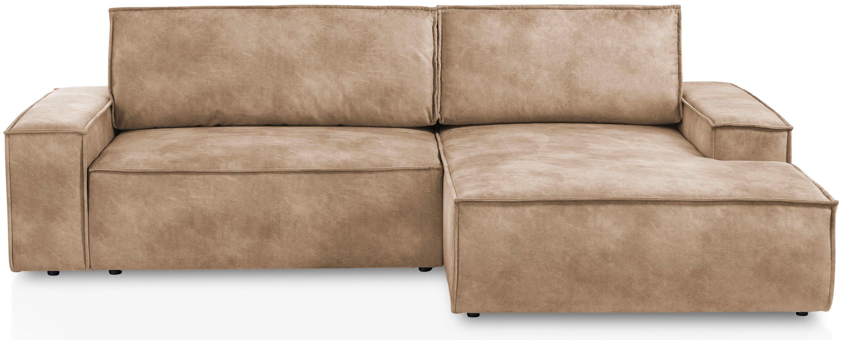 Home affaire Hoekbank SHERWOOD bedbank 267 cm, L-model, Slaapfunctie met bedlade (210x136 cm), cord, vintage, fluweel