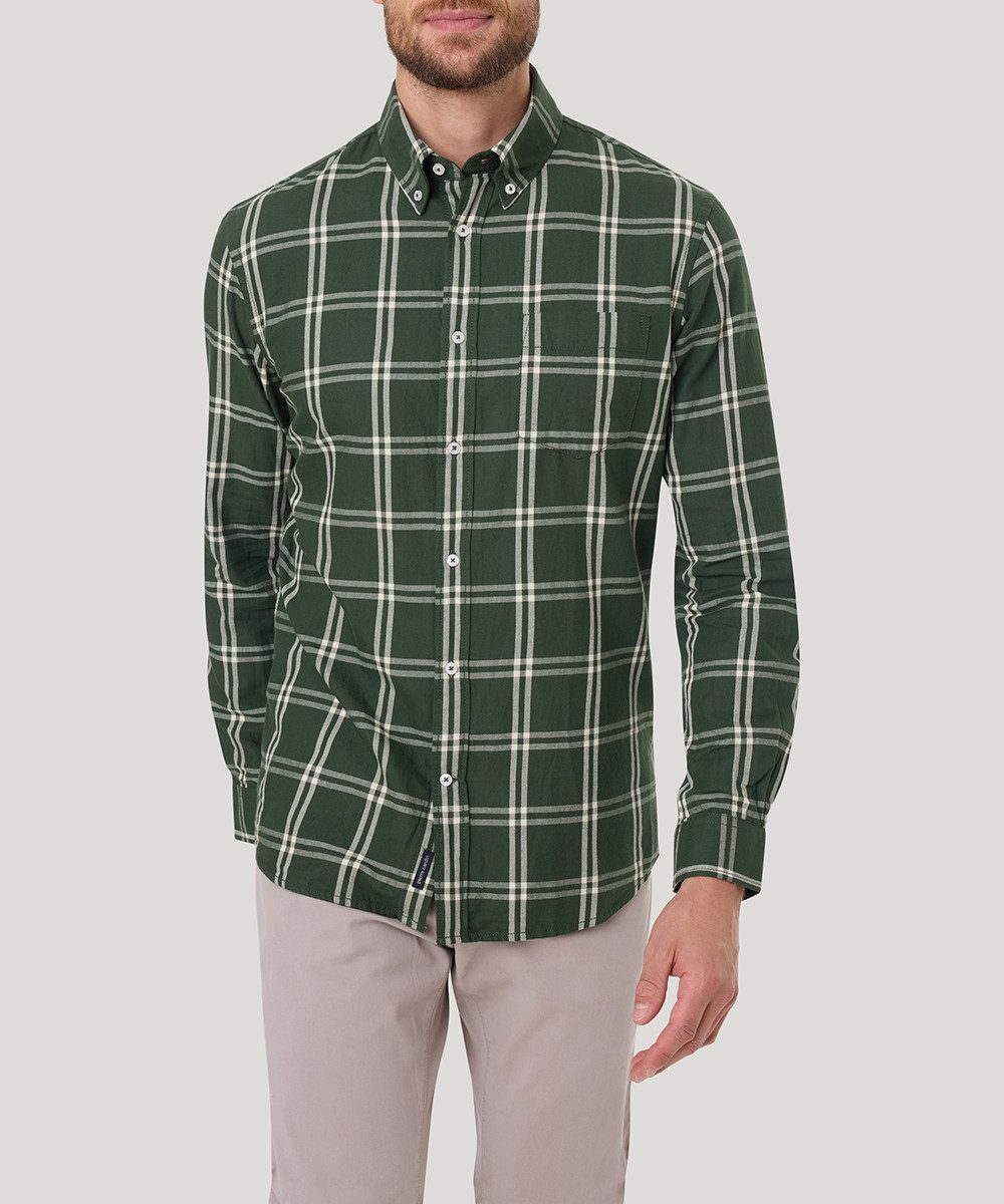 Pierre Cardin Geruit overhemd met button-down-kraag, modern fit heren casual overhemden maat S groen
