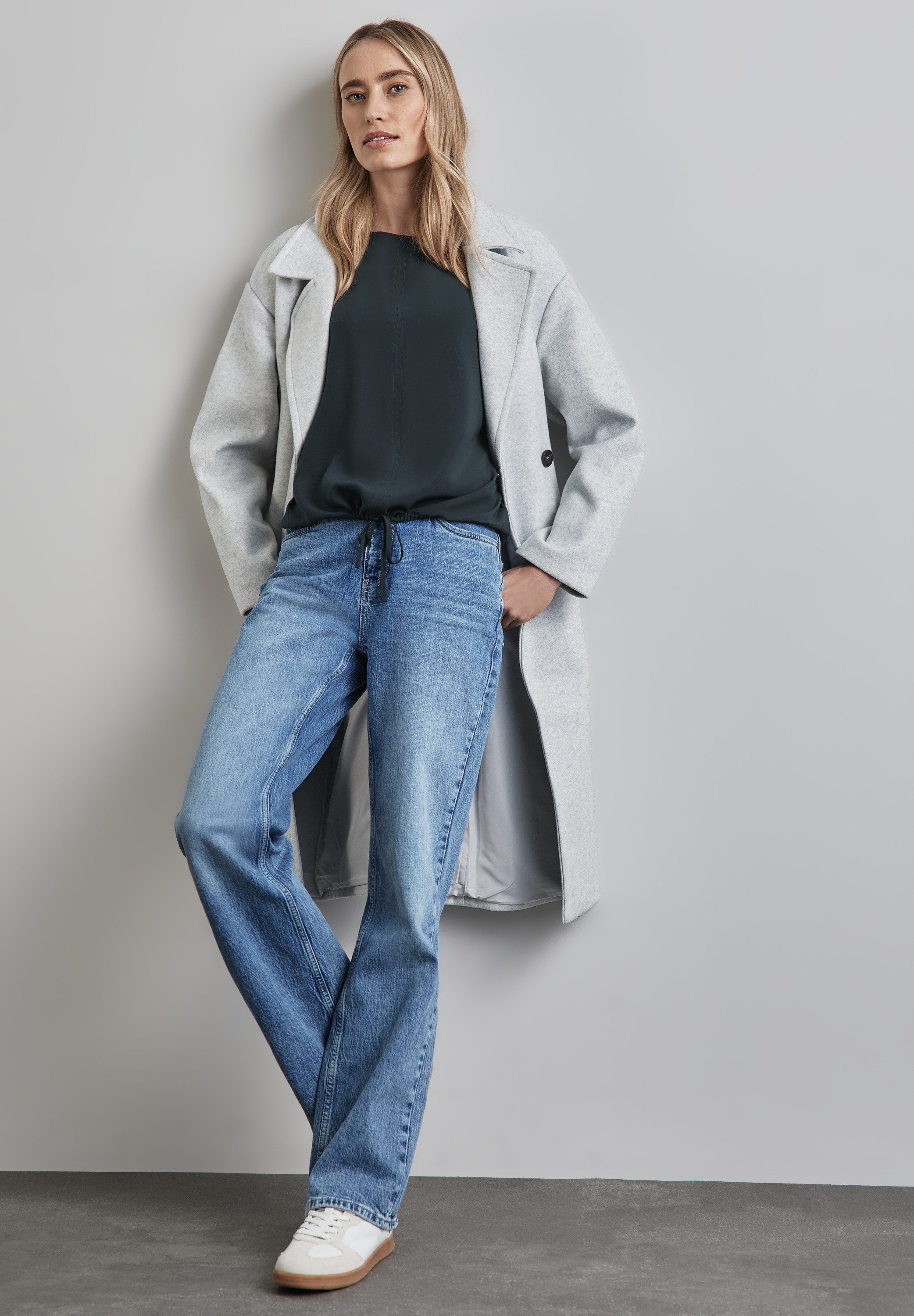 STREET ONE Blouse met lange mouwen met een rijgkoord