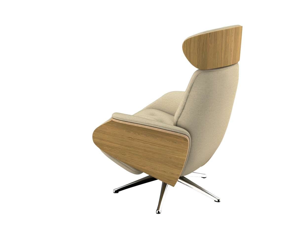 FLEXLUX Relaxfauteuil Volden praktische elektrische fauteuil Maat M, elektrische rug- en voetensteun, accu, armleuning Eiken, aluminium voet