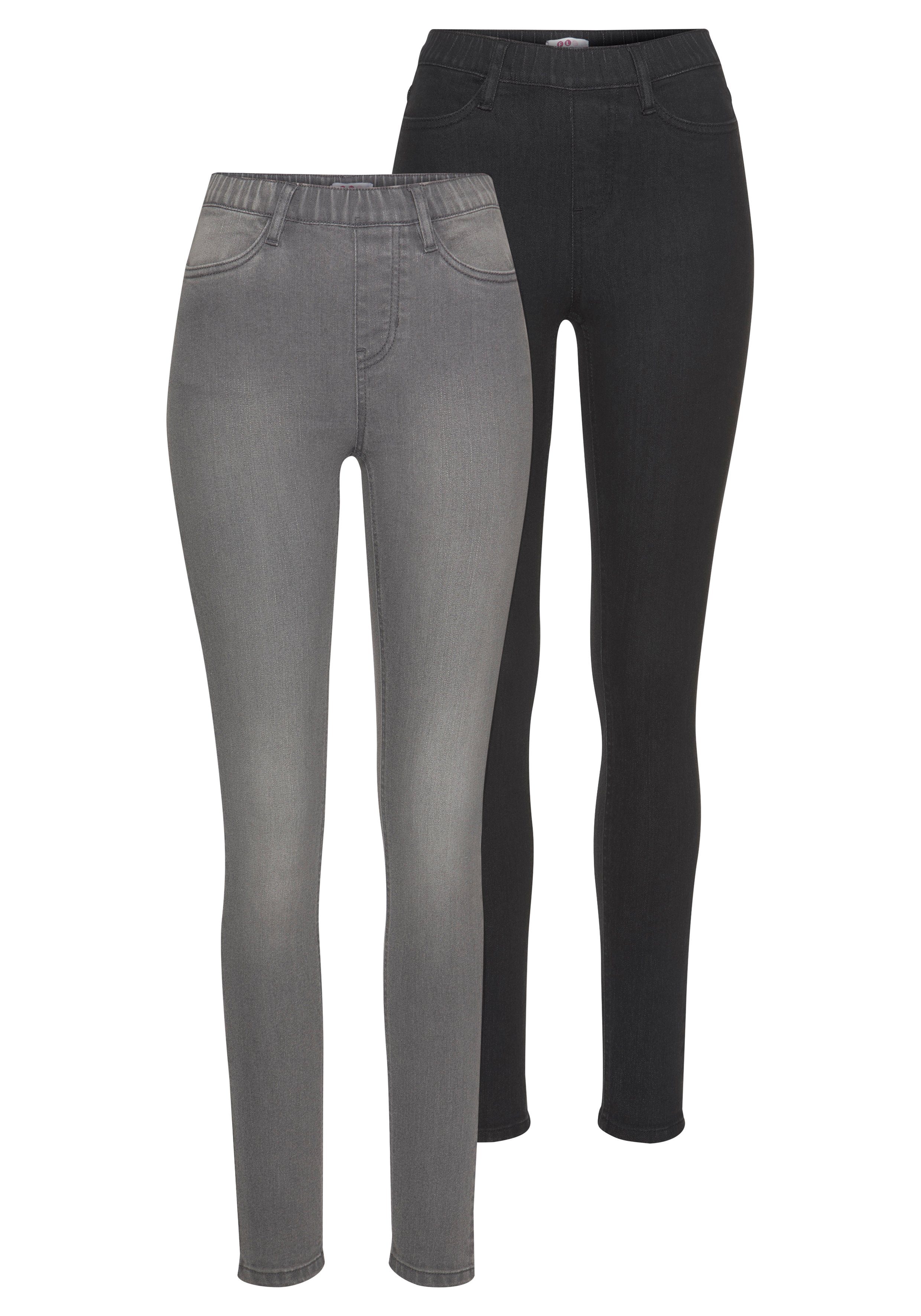 Flashlights Jeggings strakke pasvorm, skinny jeans, used-look-wassing, hoge taille (Set van 2)