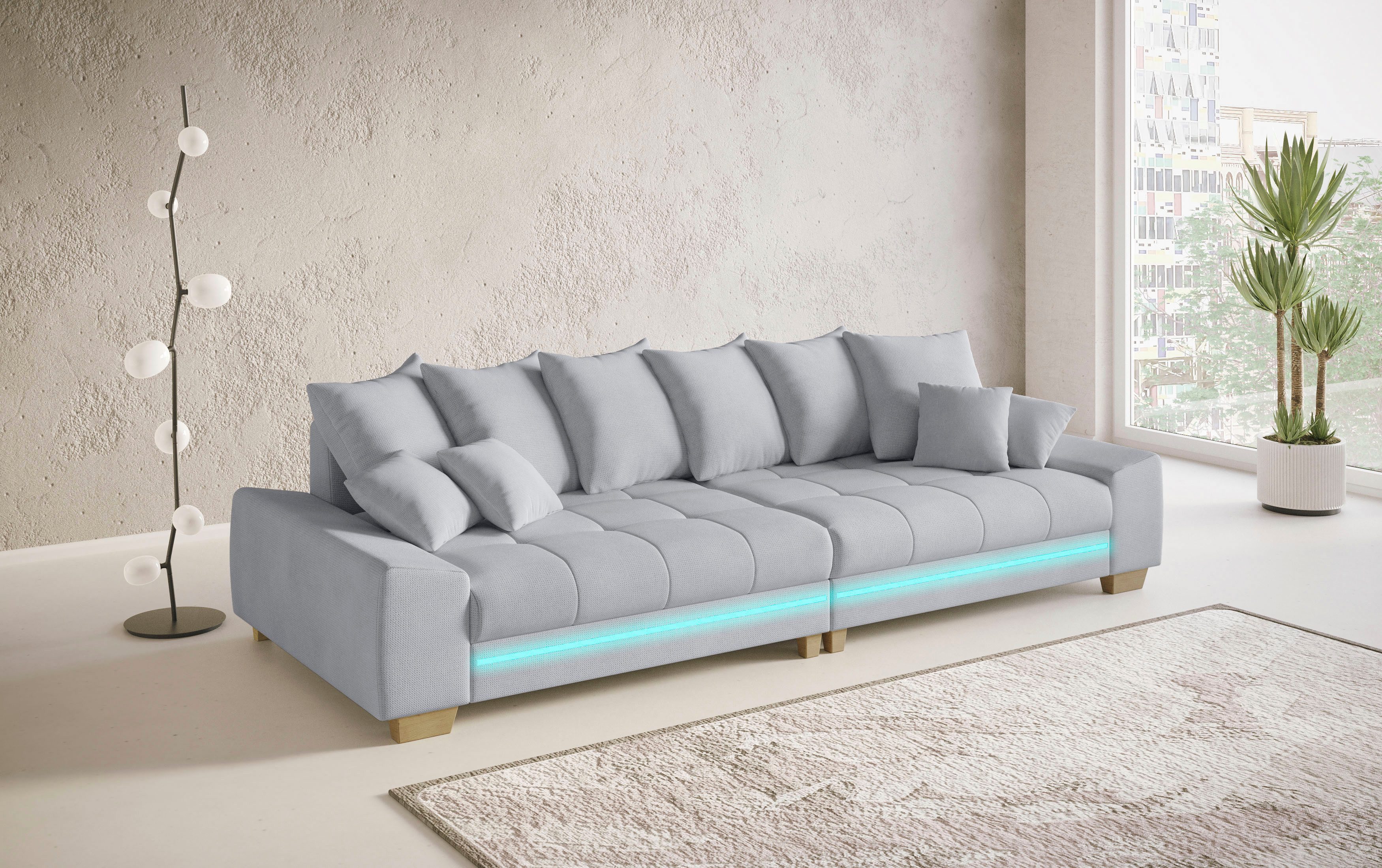 Mr. Couch Megabank Nikita II met rgb-led-verlichting, koudschuim bekleding tot 140 kg belastbaar