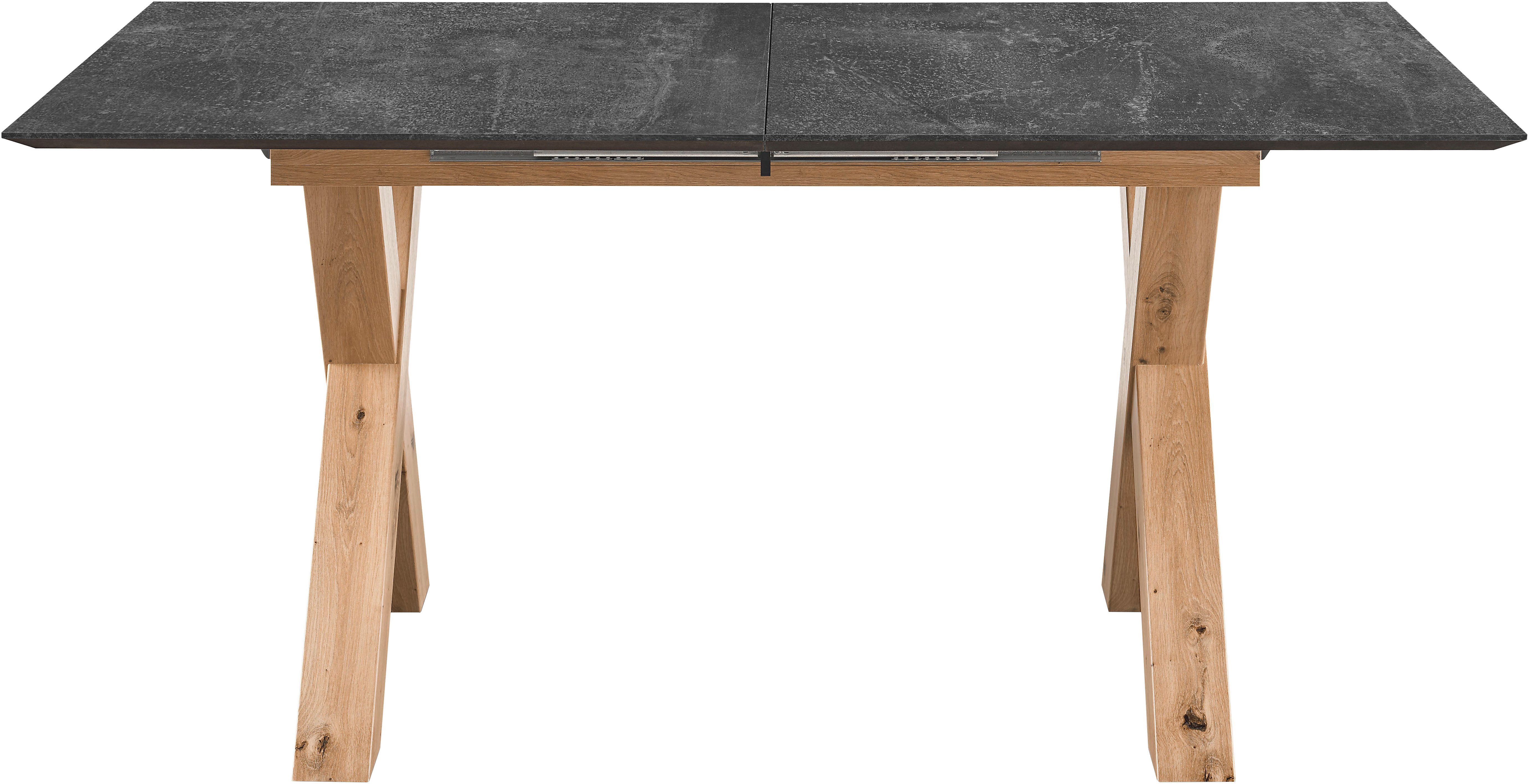 set one by Musterring Eettafel New Atlanta Rechthoekig blad met Zwitserse rand, uitschuifbaar, onderstel in X-vorm eettafels maat 170 cm x 76 cm x 90