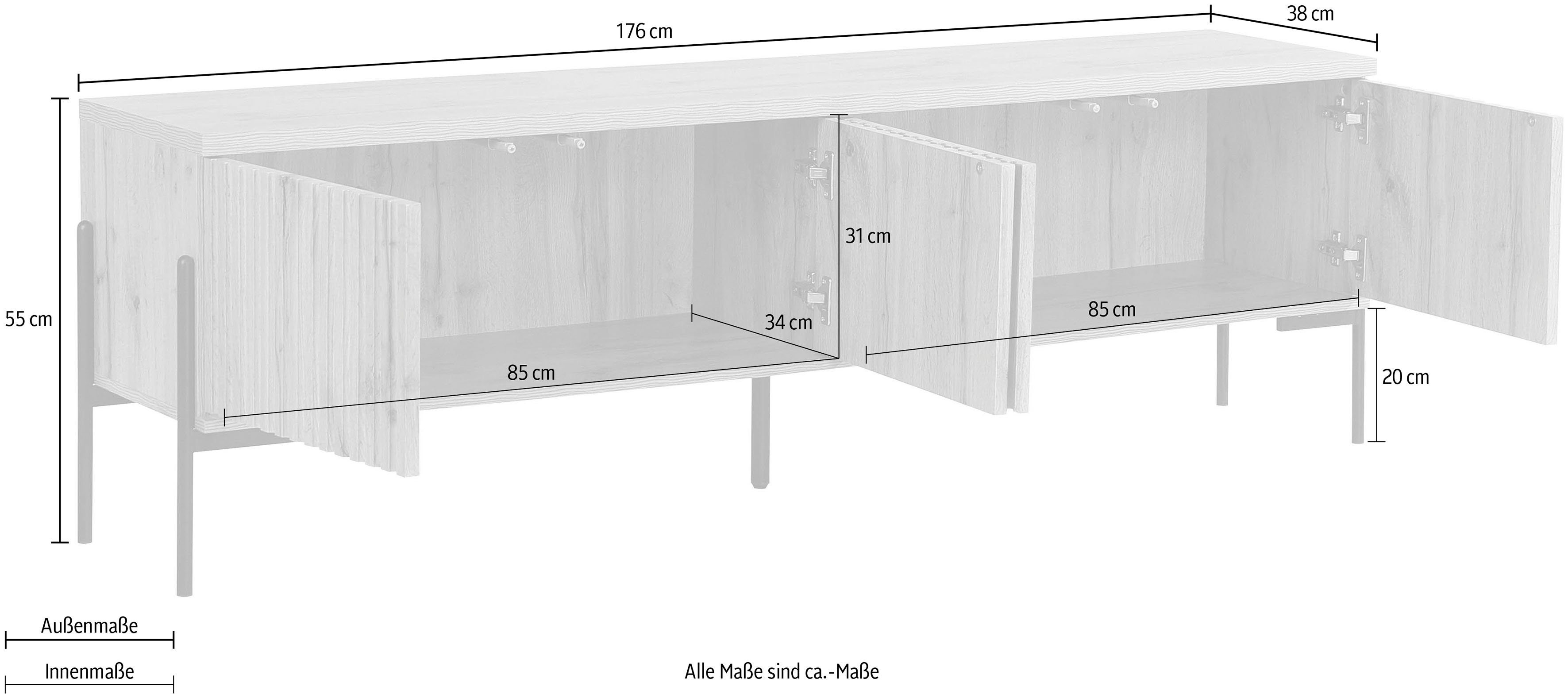 Home affaire Tv-meubel Valloire Commode, push-to-open functie, breedte 176 cm