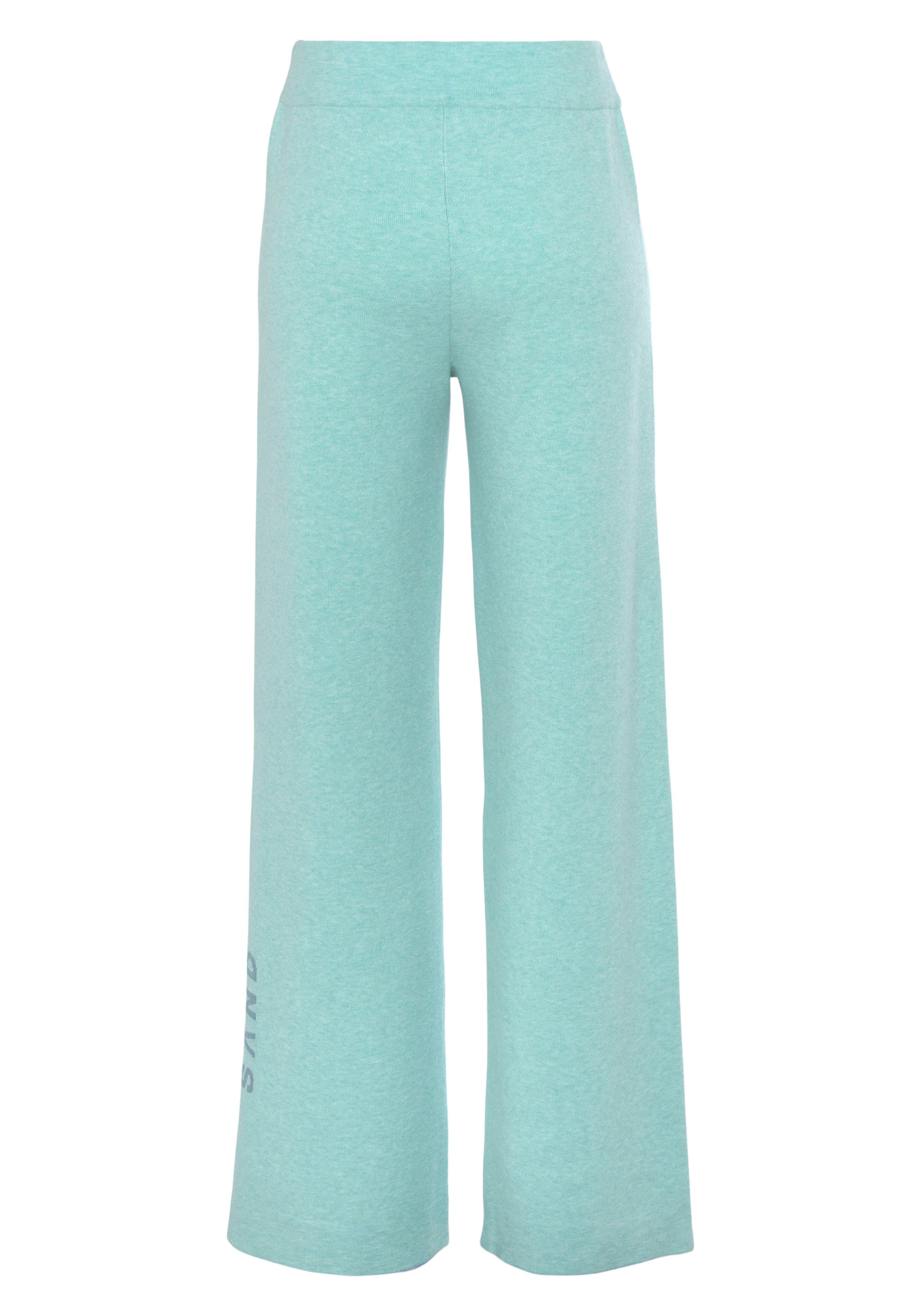 Elbsand Tricotbroek -Loungebroek met wijde pijpen en geborduurd logo loungewear