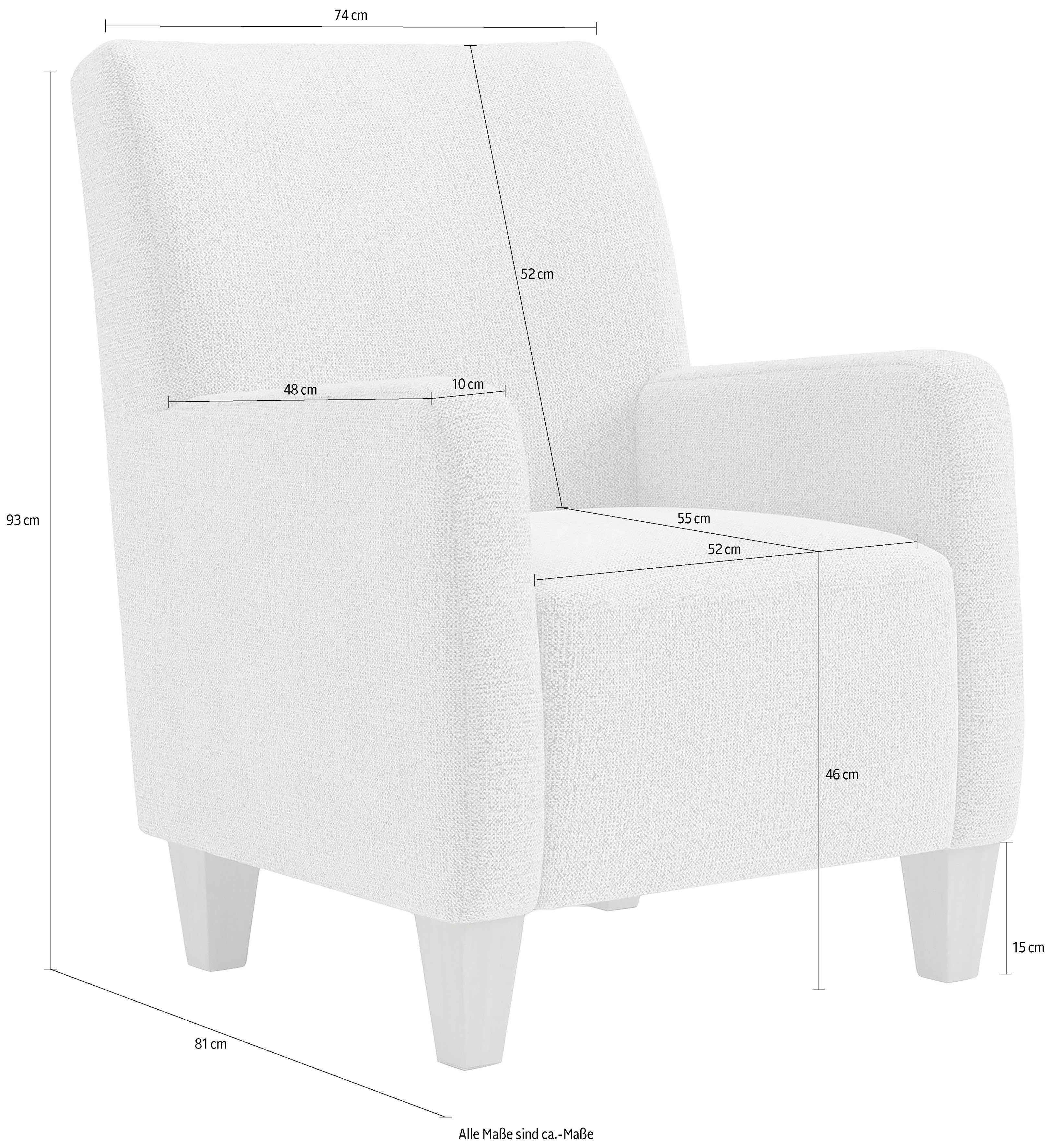 Home affaire Fauteuil Viva met binnenvering, met eikenhouten poten