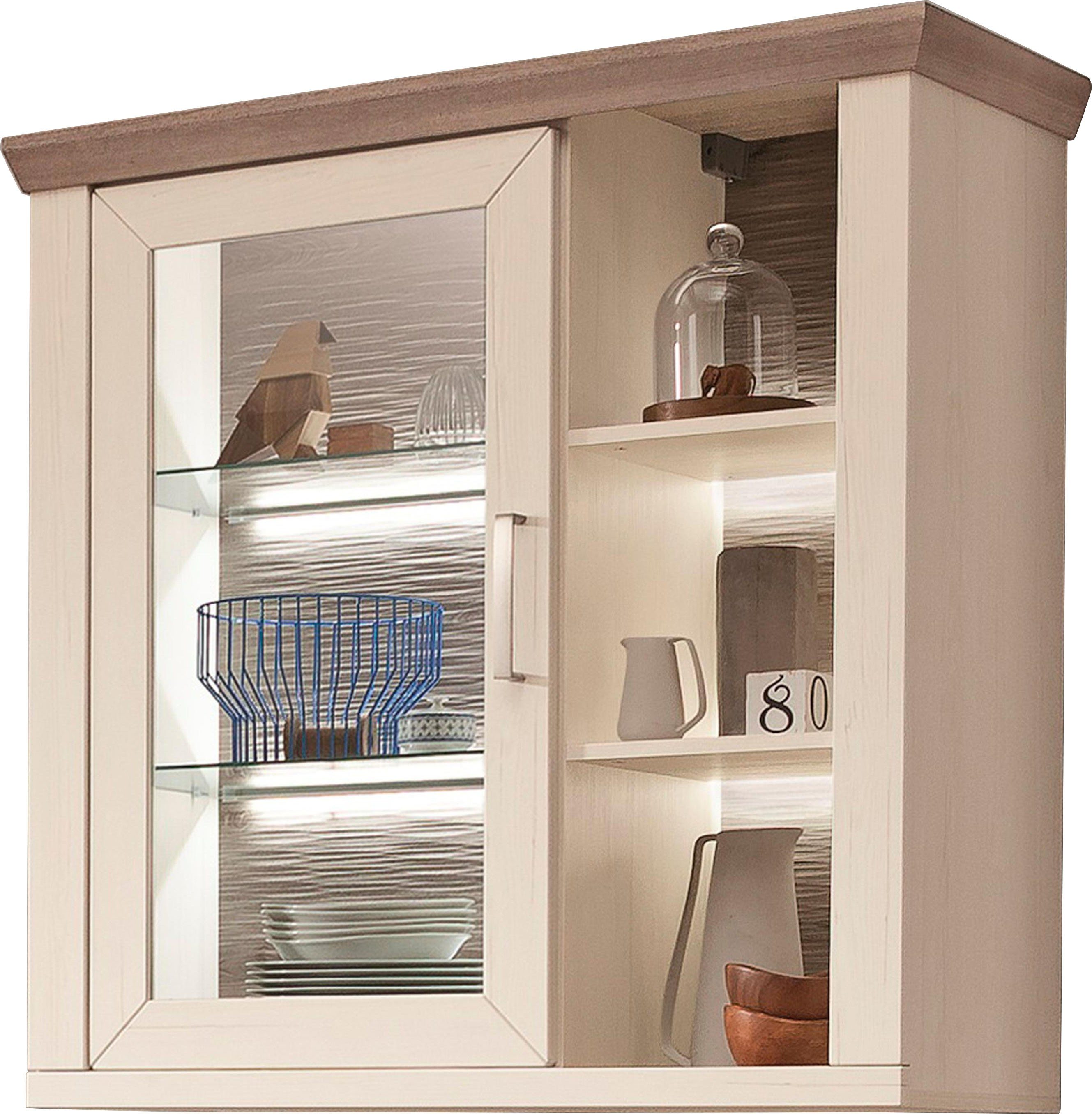 set one by Musterring Hangkast York Type 21, met Glazendeur, open vakken, verlichting optioneel, B 105 cm
