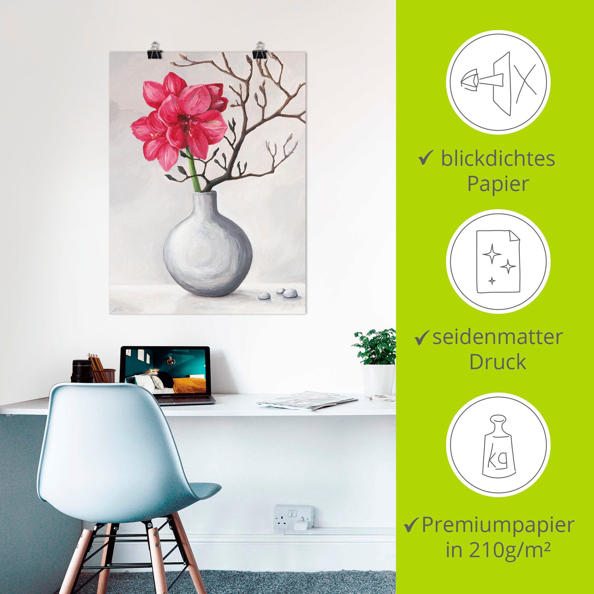 Artland Artprint Rode amaryllis als artprint van aluminium, artprint voor buiten, artprint op linnen, poster in verschillende maten. maten