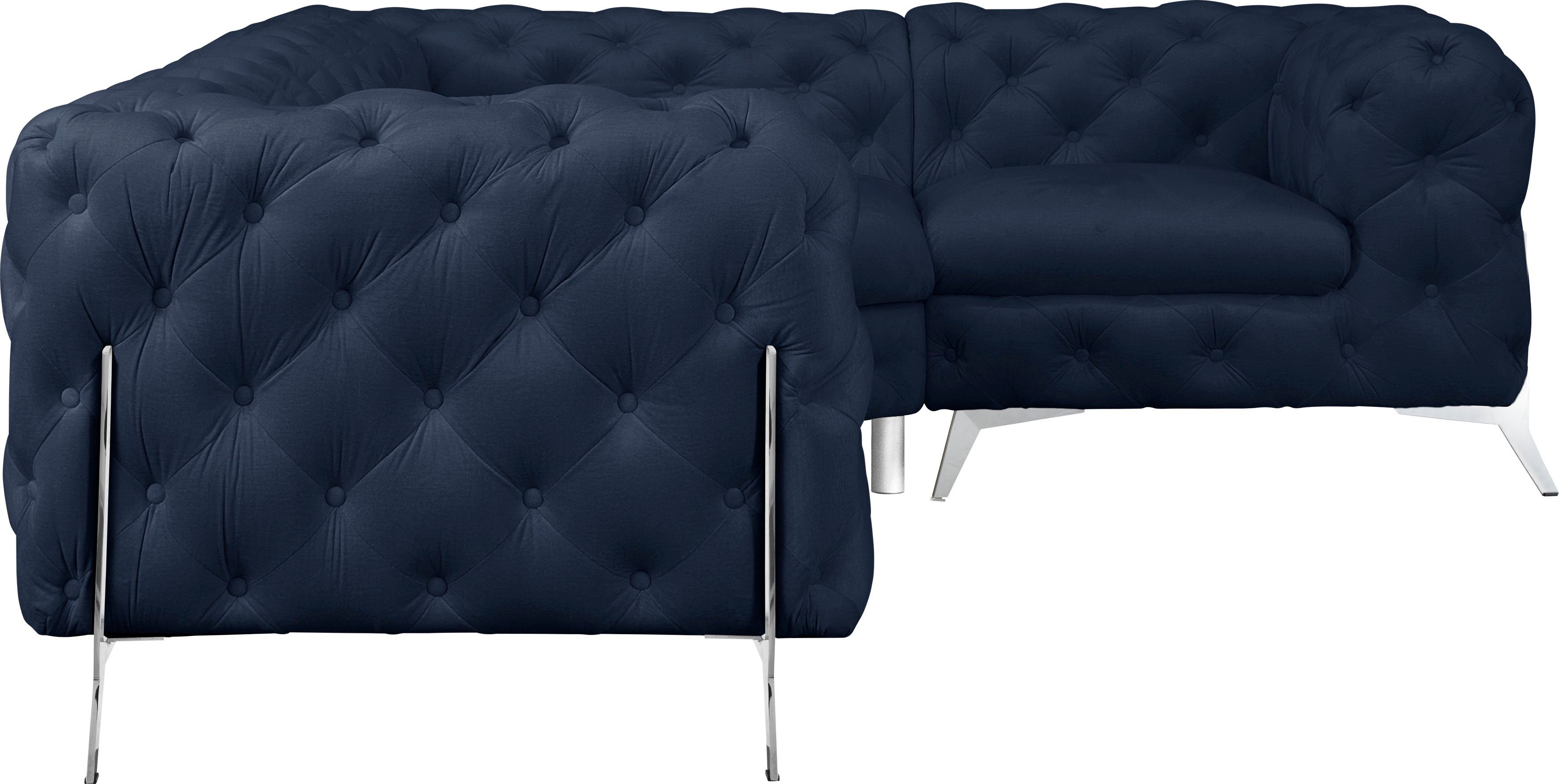 Leonique Chesterfield-bank Amaury L-vorm moderne chersterfield-look, breedte 262 cm, kleur van de poten ter keuze