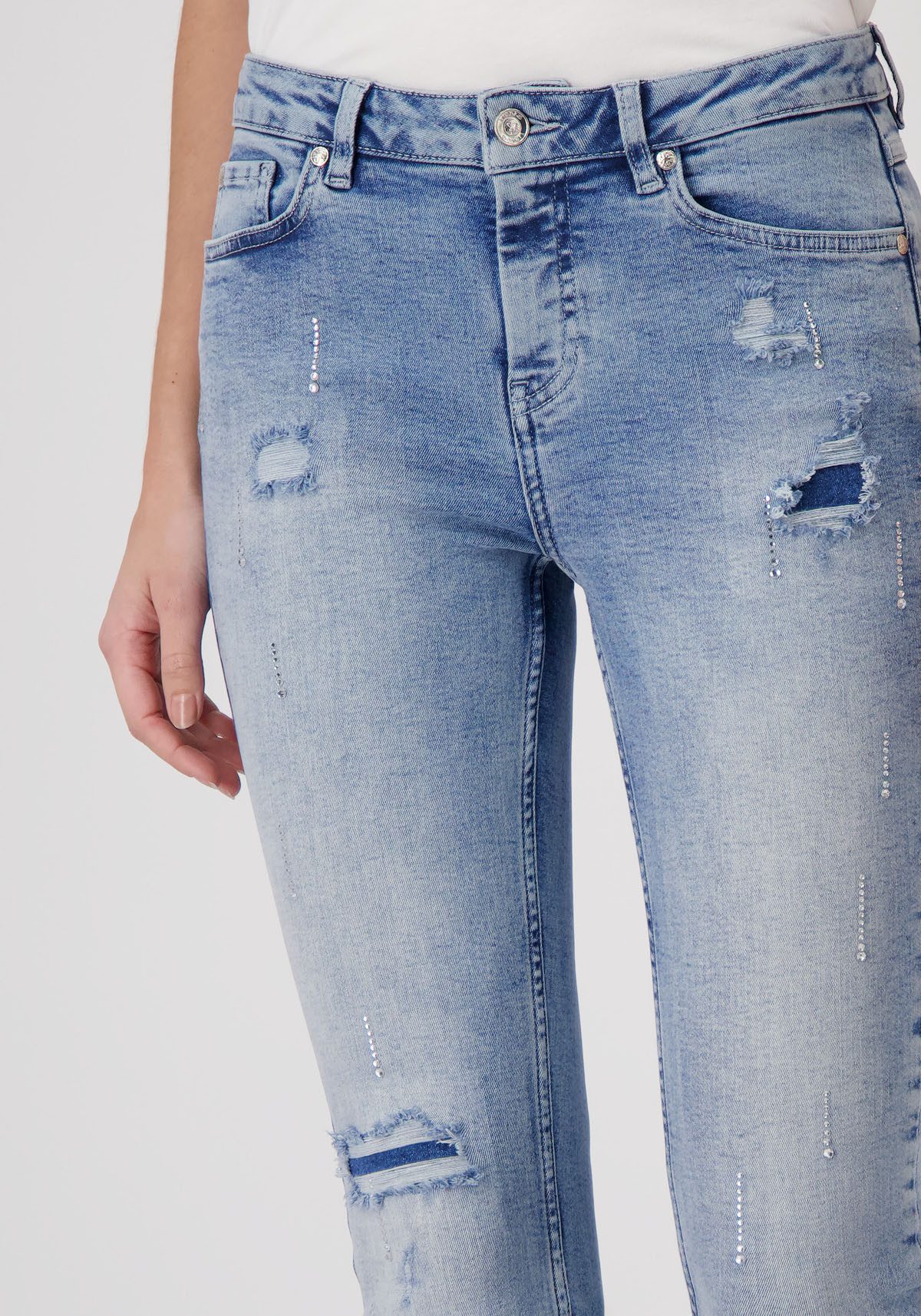 Monari Skinnybroek met destroyed-effecten