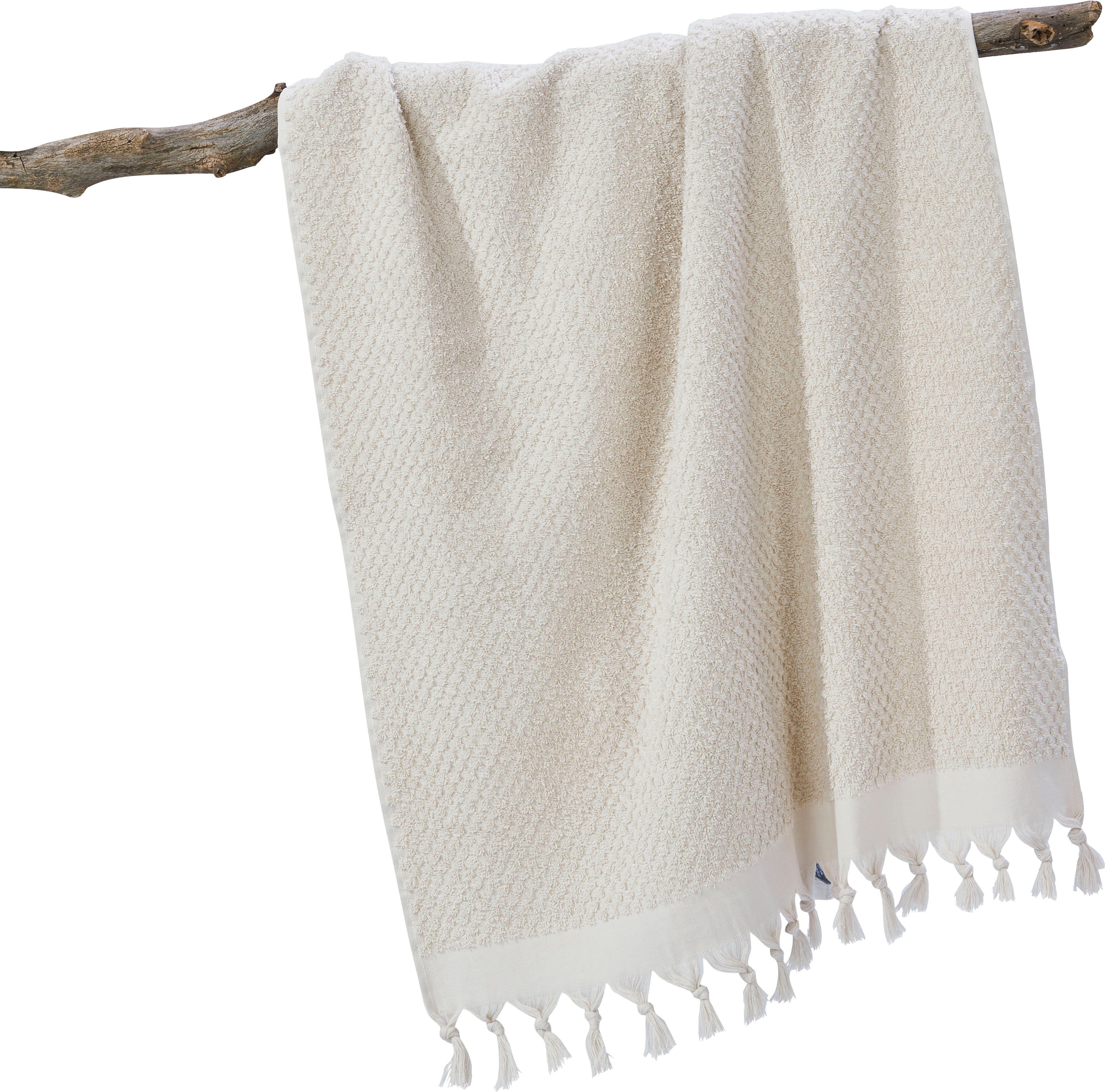 done.® Douchelaken Provence HONEYCOMB Unikleurig, in honingraten-look, met franje (1 stuk)