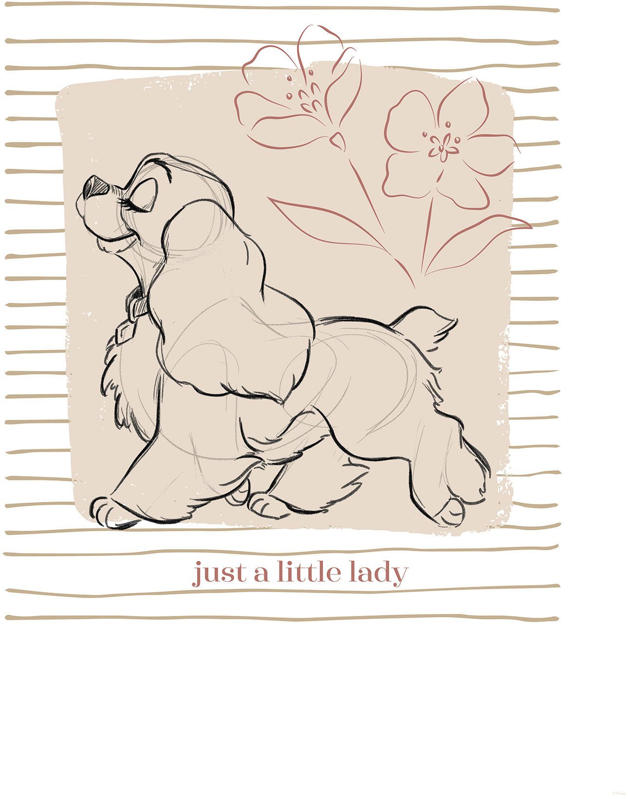 Komar Artprint Disney Lady and the Tramp just a Little Lady 50 x 70 cm (breedte x hoogte) - kinderkamer, wandsticker (1 stuk)
