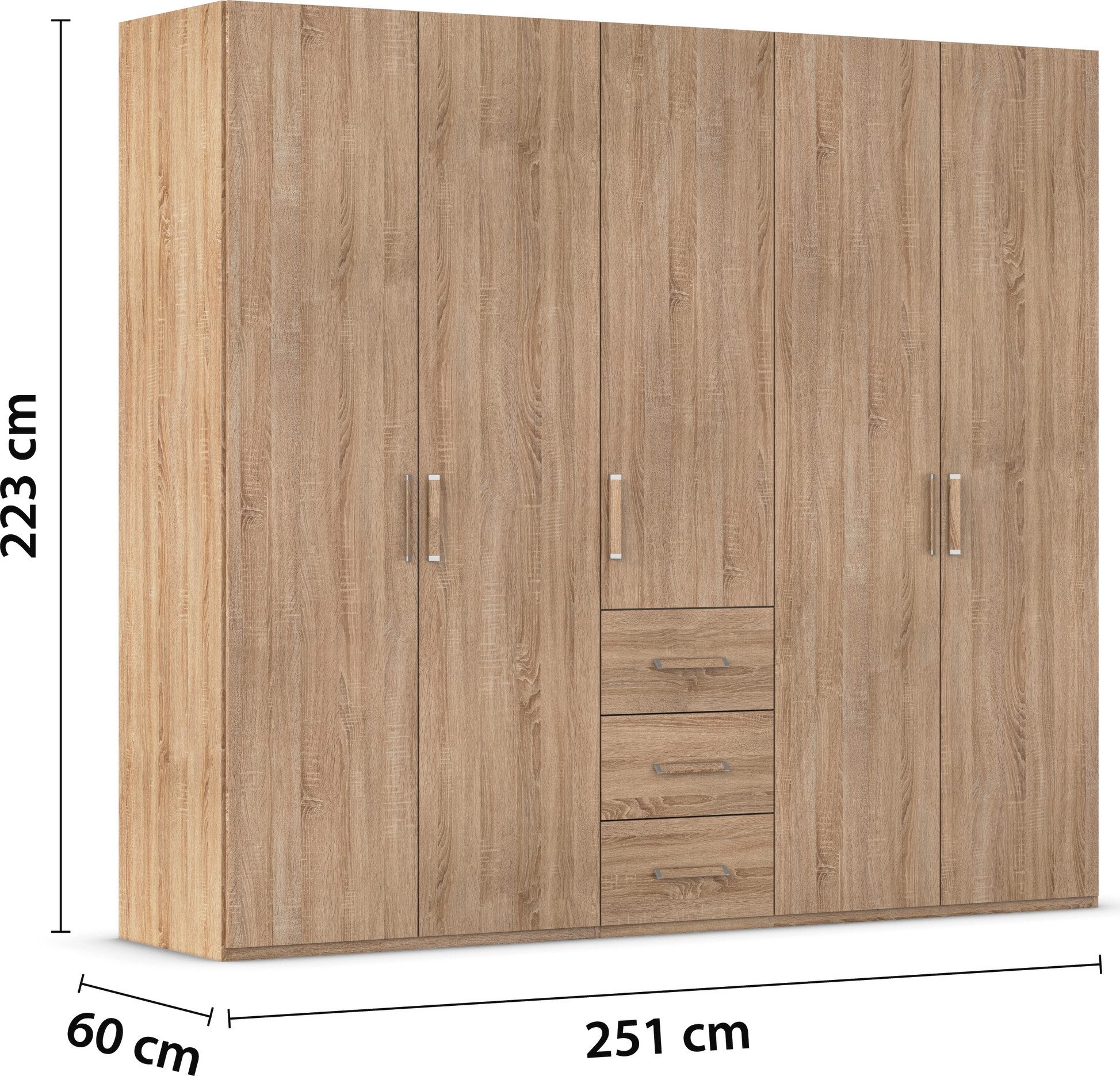 rauch Draaideurkast Kledingkast Kast Garderobe Slaapkamerkast EVELYN in elegante stijl met lades 3 breedtes en 2 hoogtes made in germany