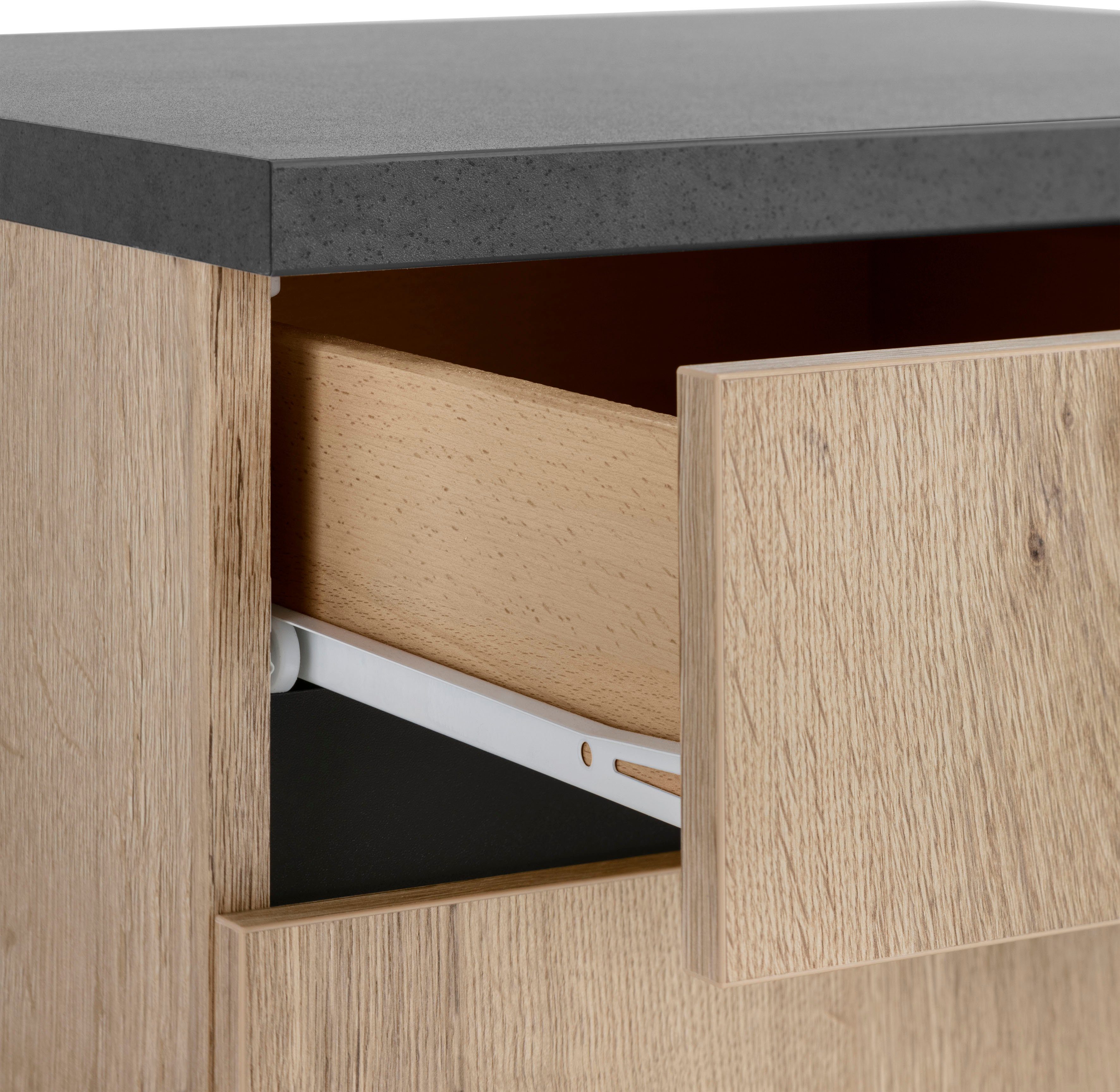 OPTIFIT Hoekkeuken Roth Afmetingen 210x175 cm, naar keuze met elektrische apparaten, push-to-open-functie