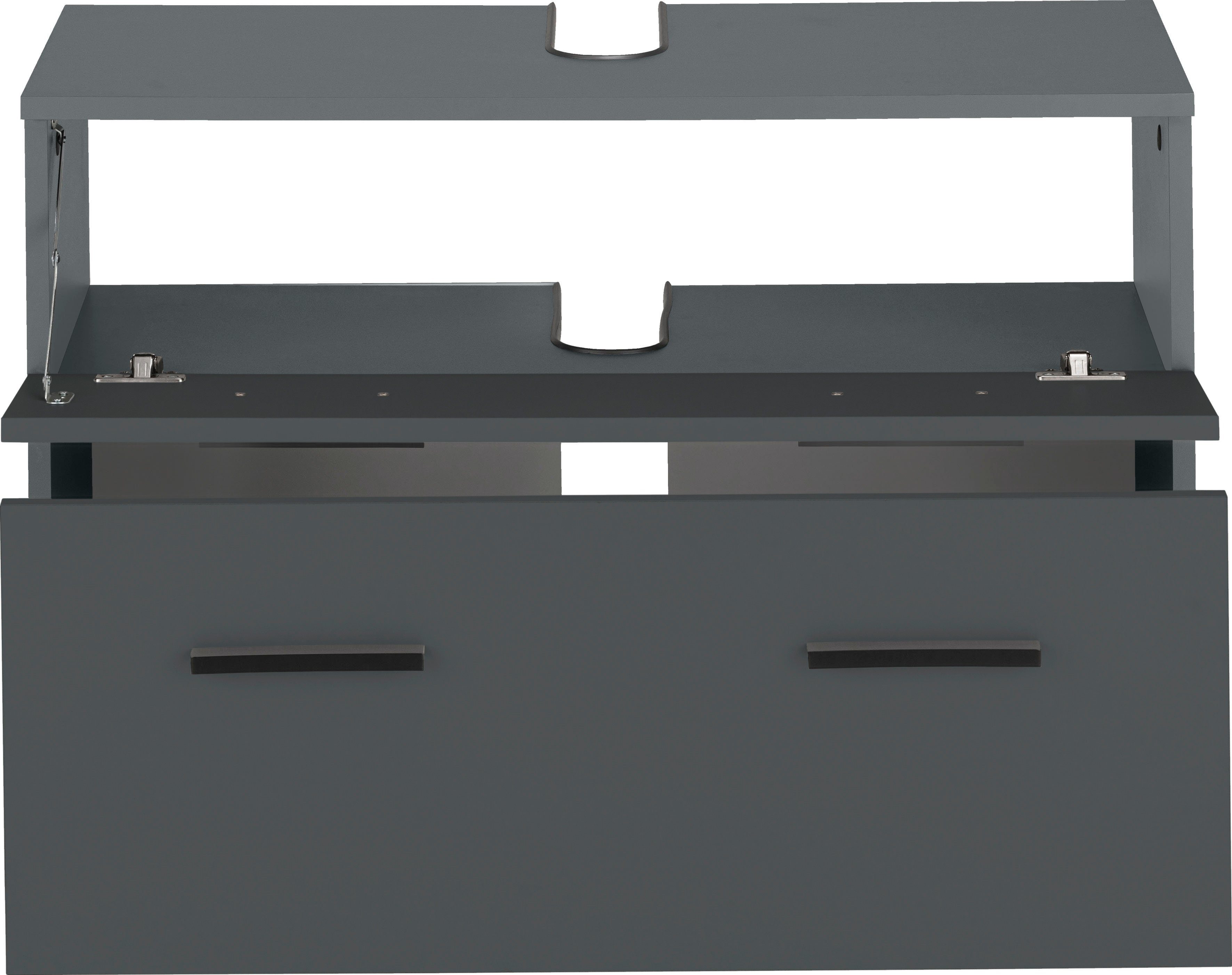 INOSIGN Wastafelonderkast Skara met klep en lade, zwarte grepen, breedte 80 cm, hoogte 55 cm