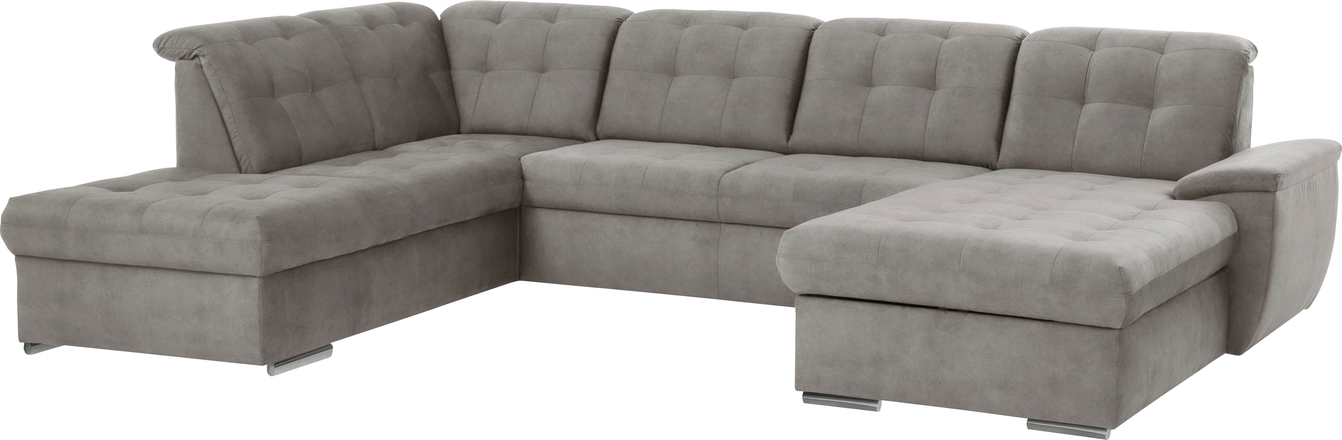 exxpo - sofa fashion Zithoek Durango, uitgebreide zit- en rugverwerking, comfortabel, U-vorm inclusief verstelbare hoofdsteun, naar keuze met slaapfunctie en bedkist (4-delig)