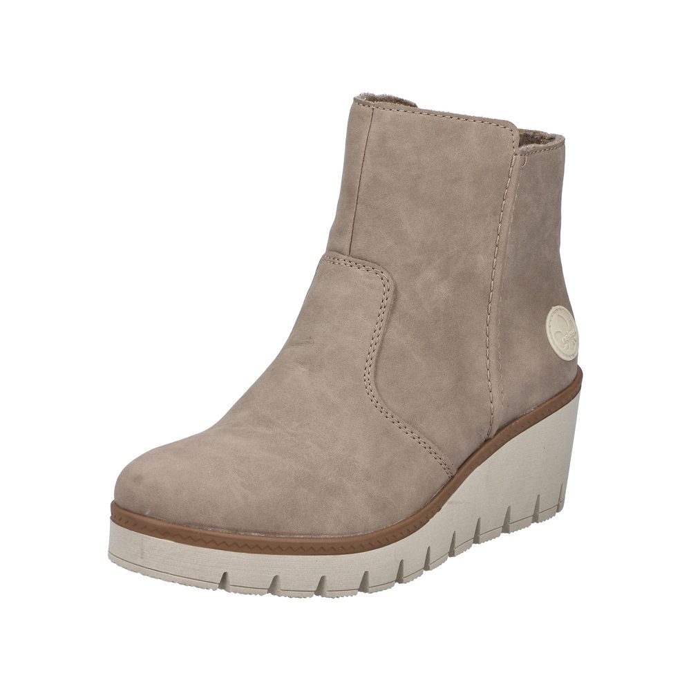 Rieker Laarsjes met sleehak , wedge boots, plateau enkellaars met binnenrits, smalle vorm
