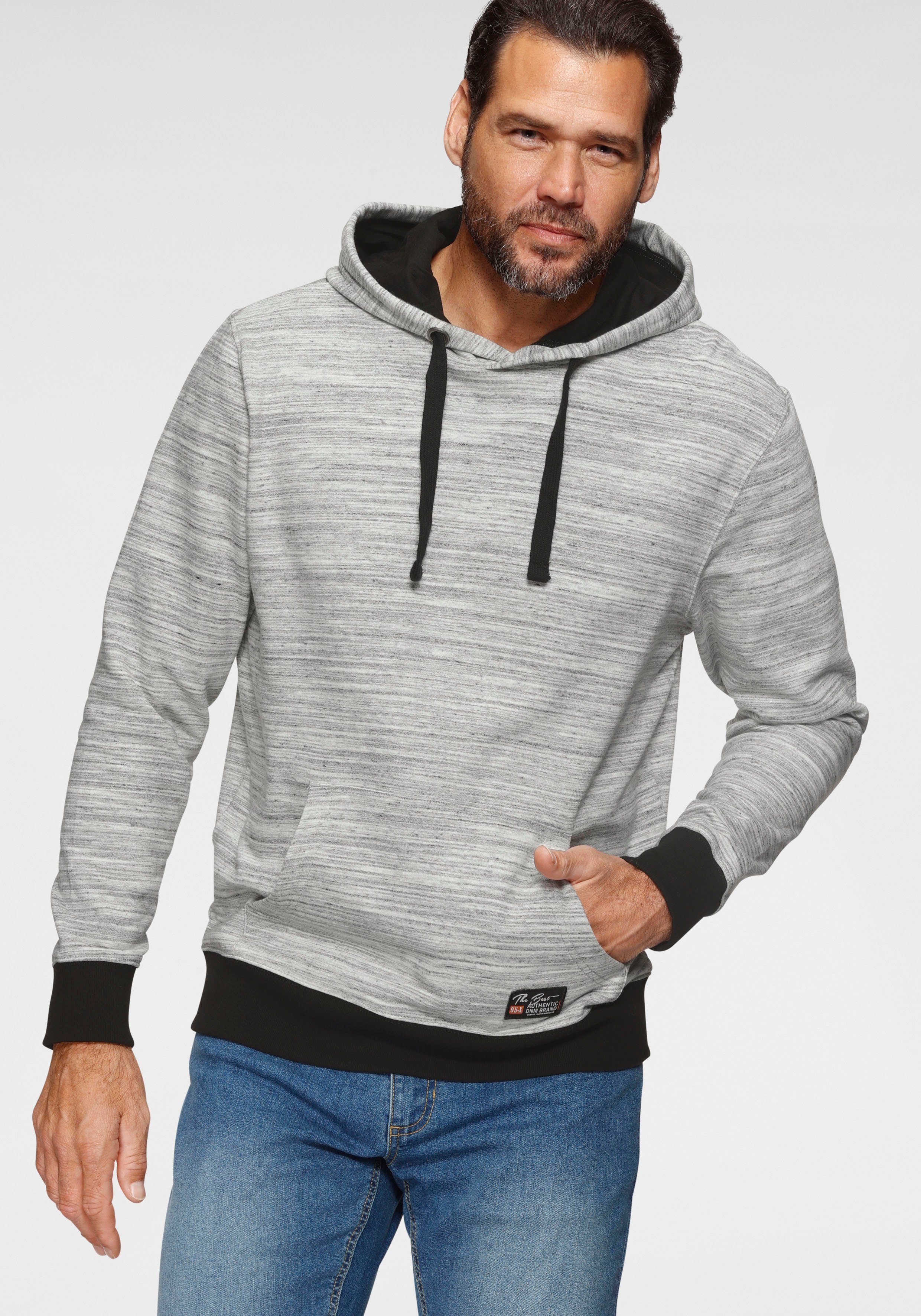 man's world hoodie contrasterende details grijs