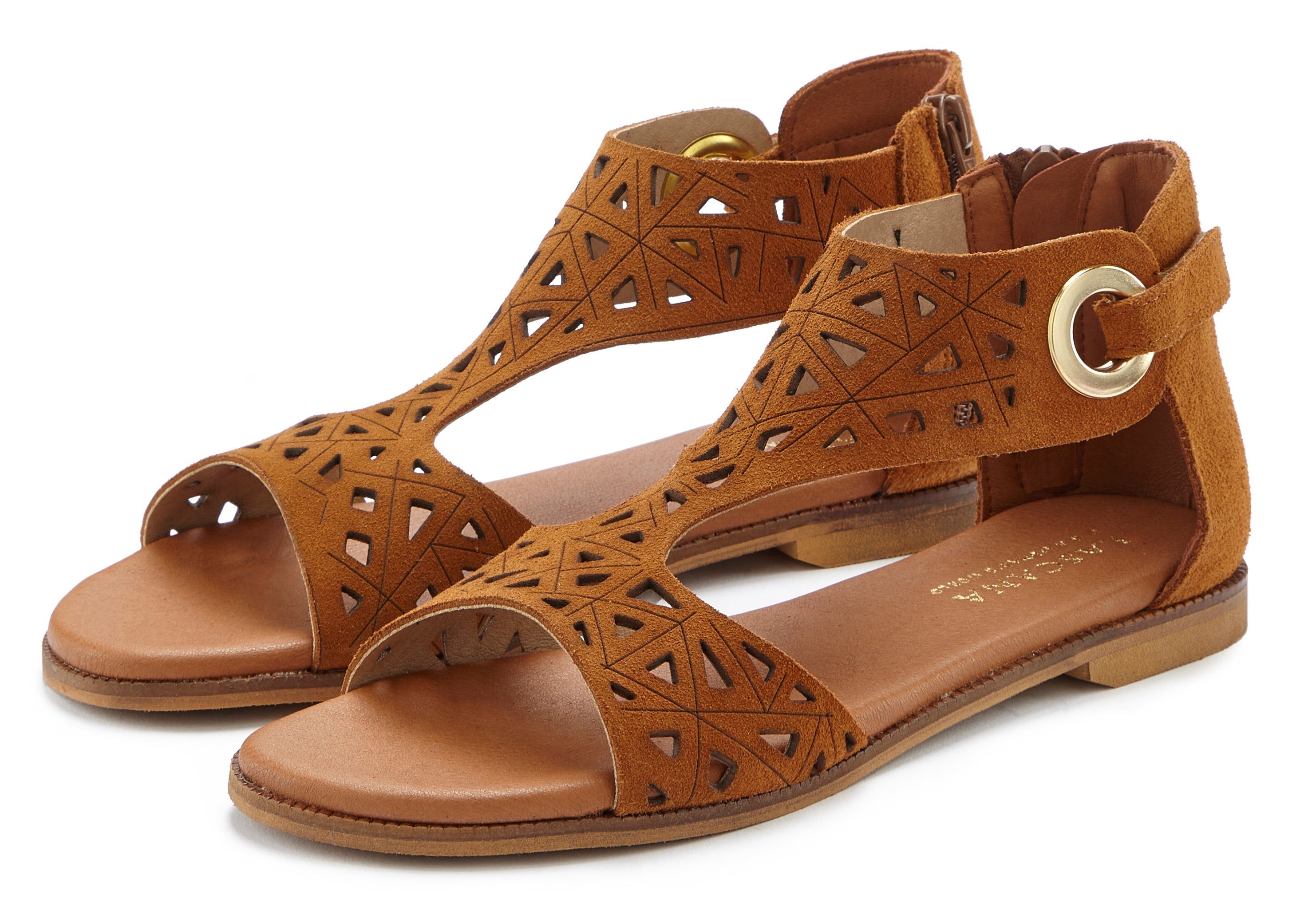 Lascana Sandalen Zomerschoen Sandalette, zomerschoen van hoogwaardig leer met uitsparingen