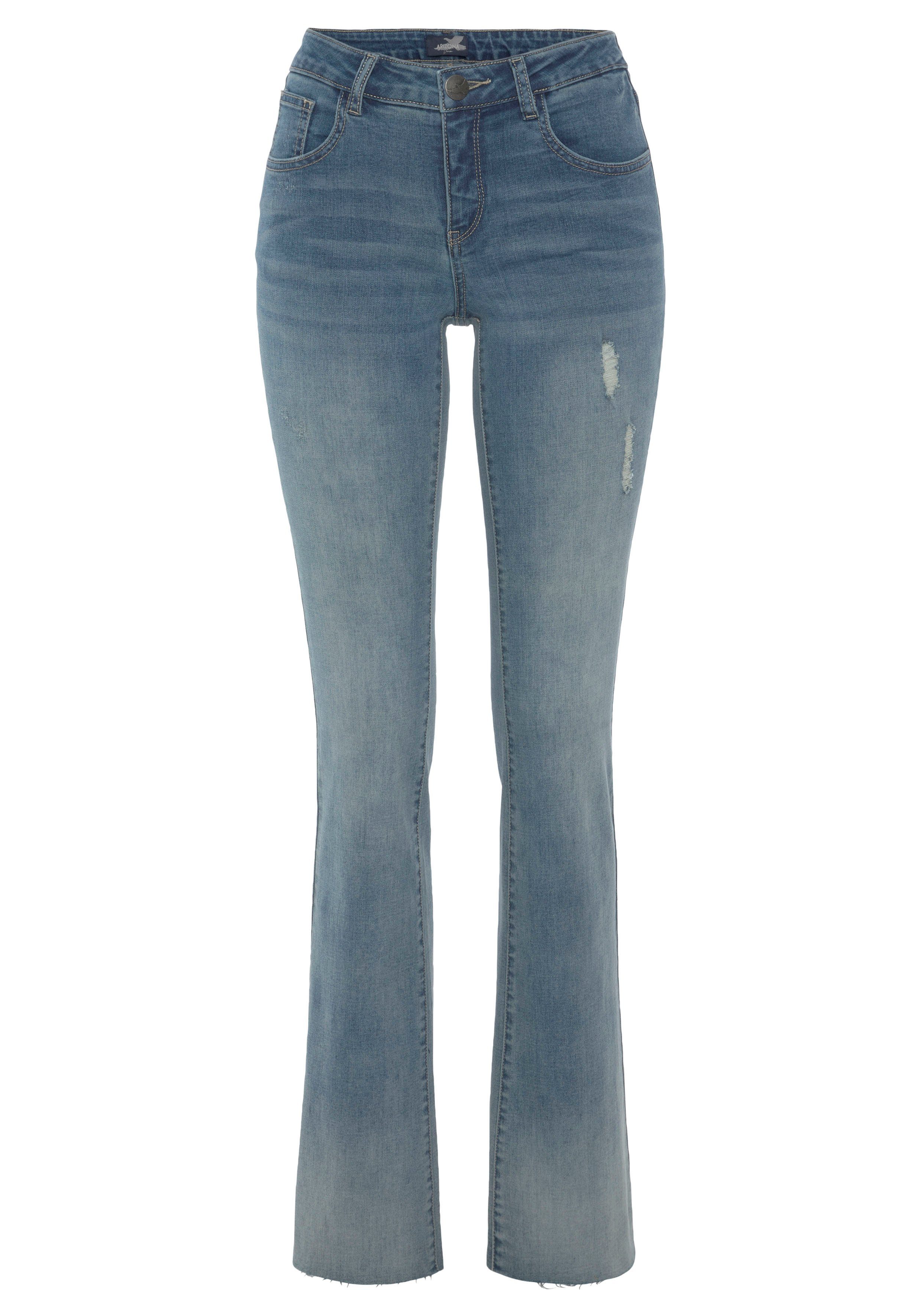 Arizona Bootcut jeans Ultra Stretch uitlopende pasvorm, modieuze used-look, normale taille