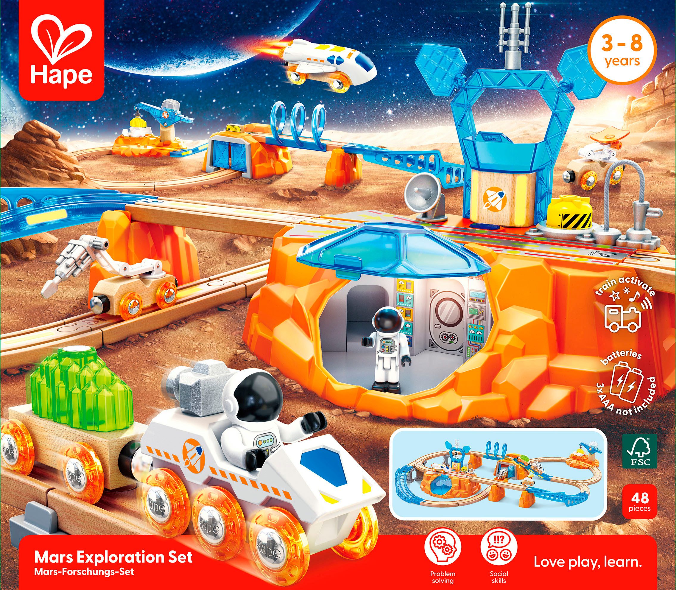 Hape Speelgoed spoorweg Treinset - Mars-verkenning (48-delig)
