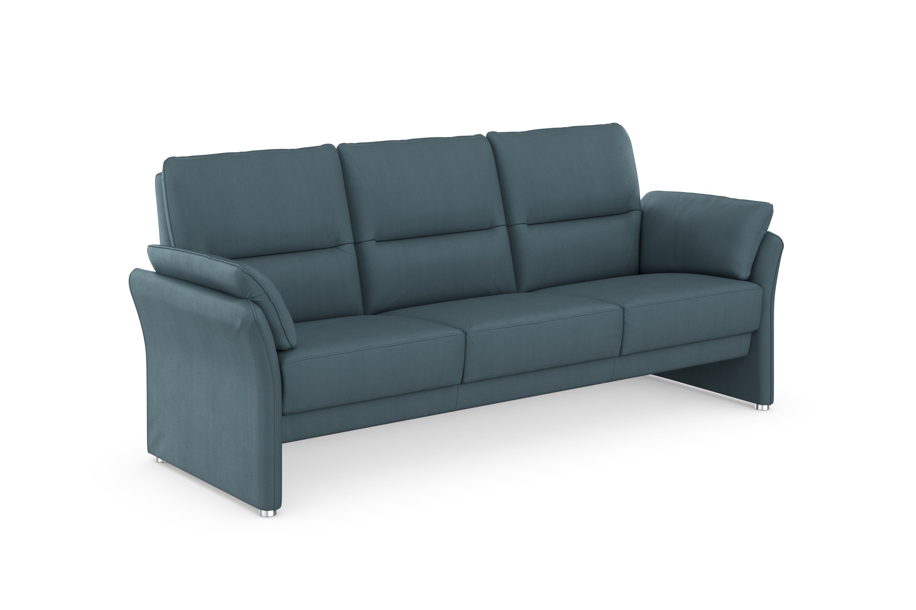 DOMO collection 3-zitsbank Pina, smalle armleuningen, met bonellvering, compact & elegant Hoge zitcomfort, luxe microvezel leerlook, grijs, breedte 219 cm