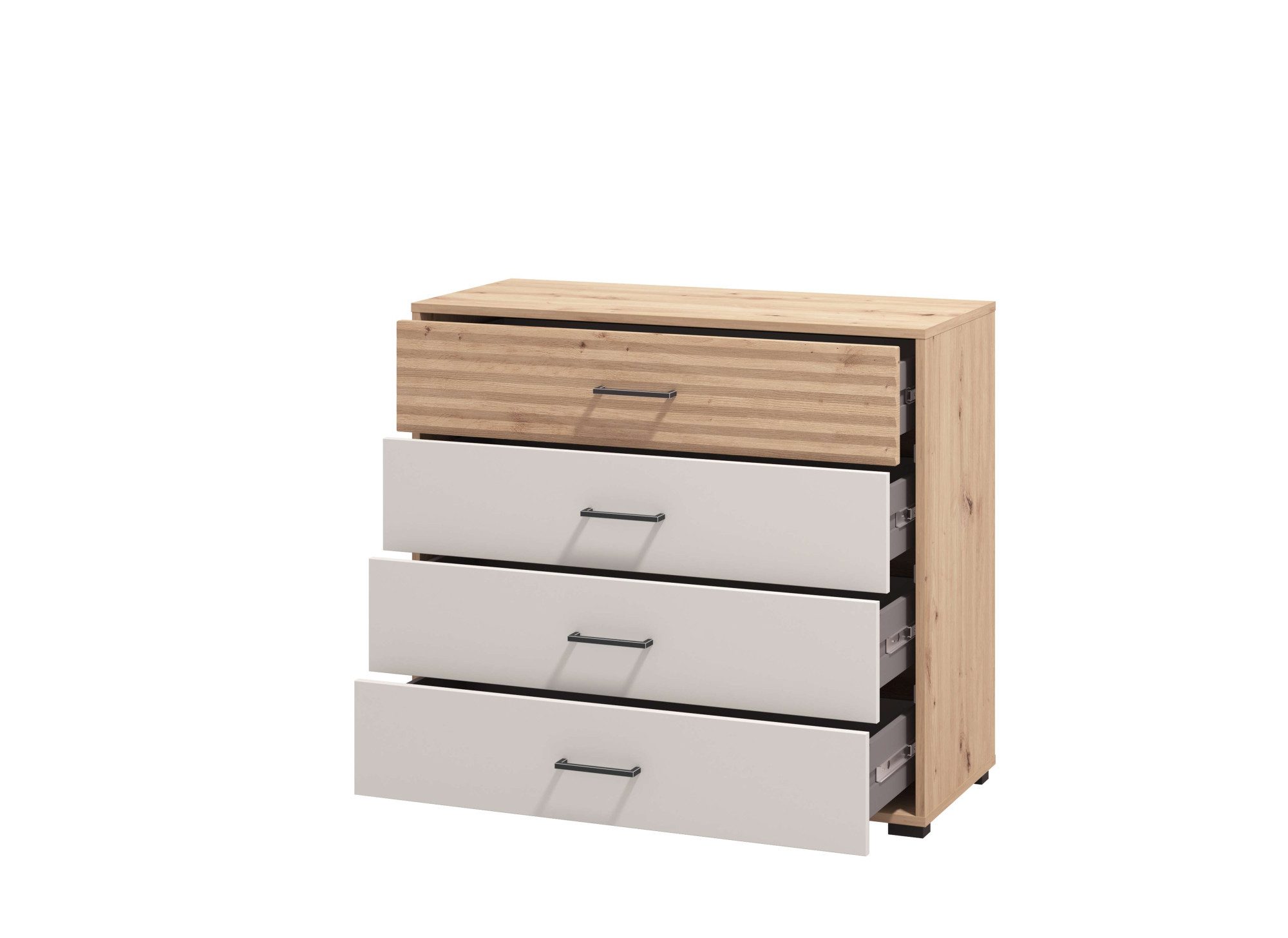 INOSIGN Ladekast Modena ladekast sideboard met 4 lades 93x40x82 cm, fsc®-gecertificeerd houtmateriaal, trendkleur cashmere